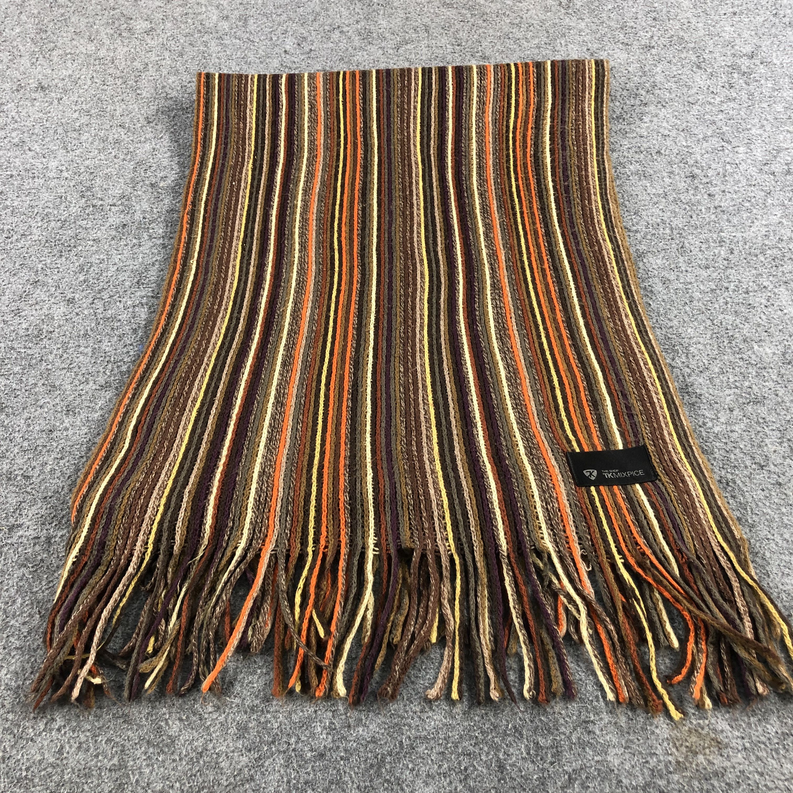 Takeo Kikuchi Takeo Kikuchi Striped Knit Wool Scarf Muffler V785 Size ONE SIZE - 2 Thumbnail