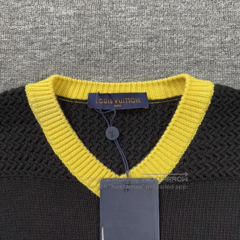 Louis Vuitton Louis Vuitton Black Knit Sweater with Yellow Accents . Size US M / EU 48-50 / 2 - 3 Thumbnail