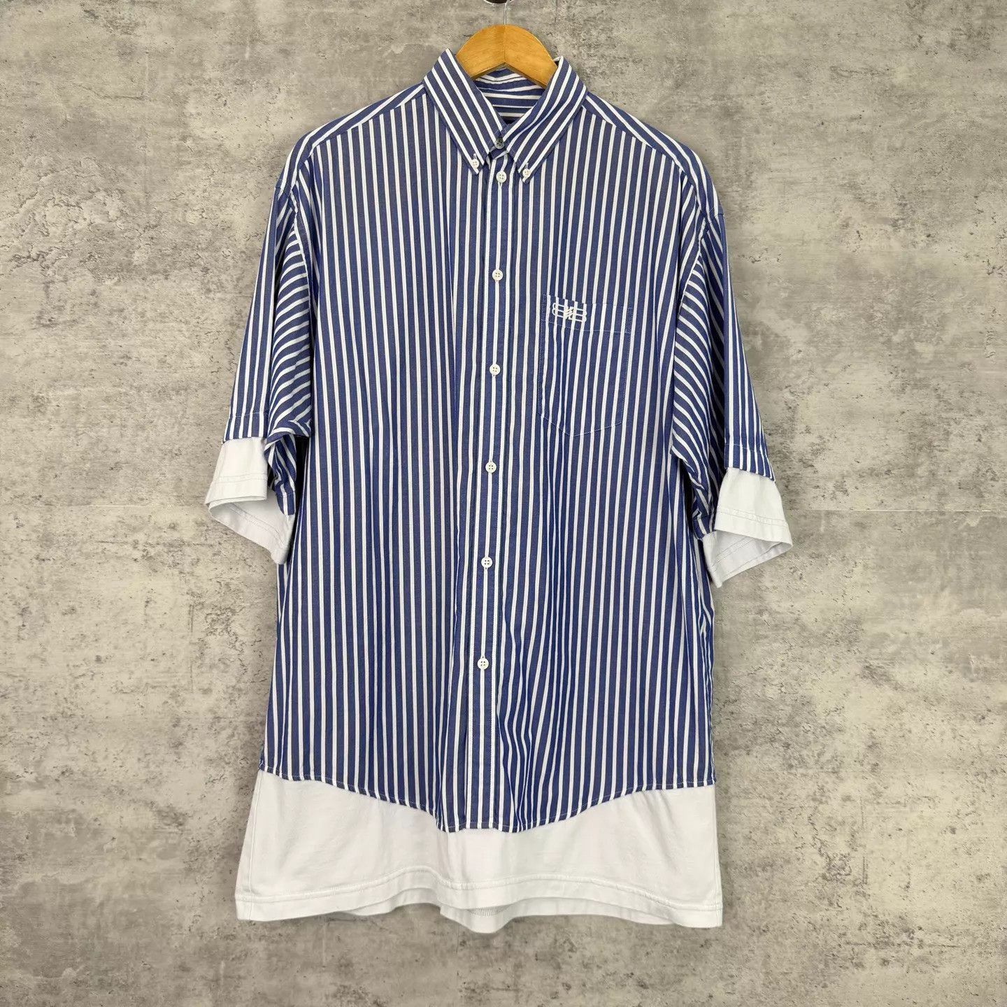 Balenciaga Blue Striped Short Sleeve Button-Up Shirt XS Size US XS / EU 42 / 0 - 1 Thumbnail