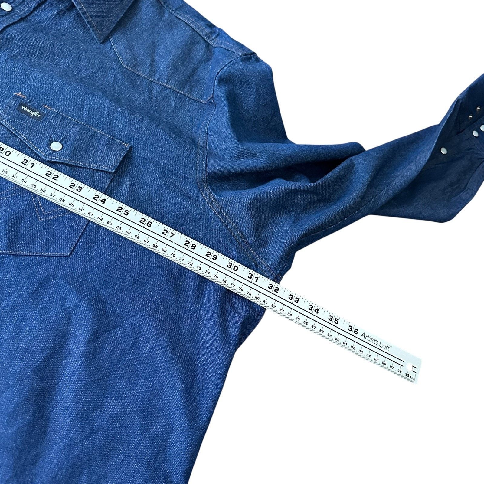 Wrangler Wrangler Denim Shirt Men’s 3X Big Blue Western Long Sleeve Size US XXL / EU 58 / 5 - 9 Thumbnail