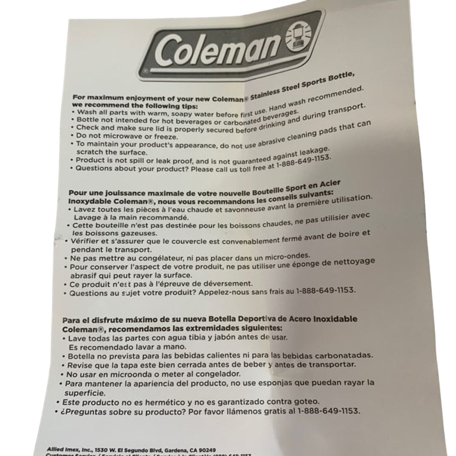 Coleman Coleman Stainless Steel Water Bottle 24oz Carry Handle Size ONE SIZE - 6 Thumbnail