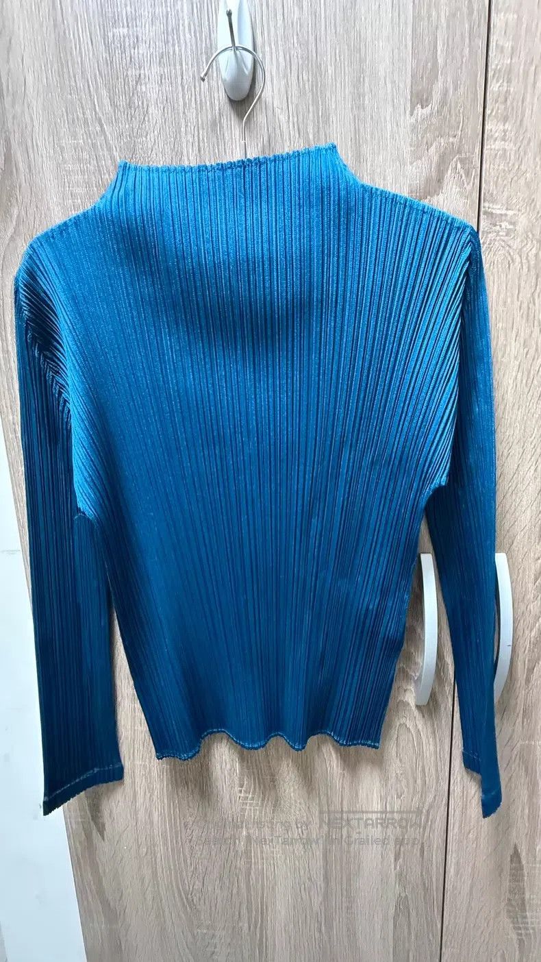 Issey Miyake Issey Miyake Blue Turtleneck Long Sleeve Size L / US 10 / IT 46 - 6 Thumbnail