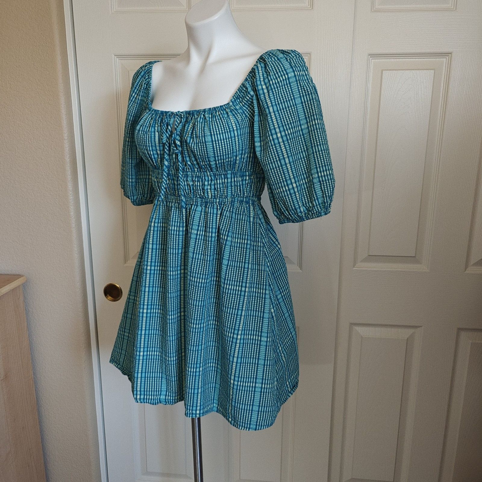 Rails RAILS Brenda Check Cotton Blend Seersucker Mini dress sz XS Size XS / US 0-2 / IT 36-38 - 4 Thumbnail