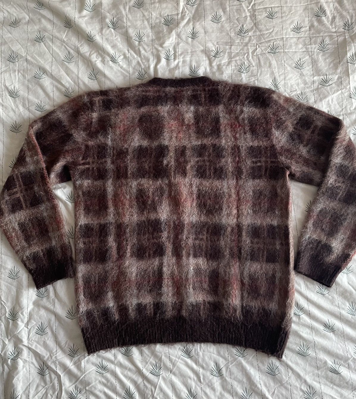 Anonymous Ism Anonymous Ism Brown Check Mohair Cardigan Size US L / EU 52-54 / 3 - 4 Thumbnail