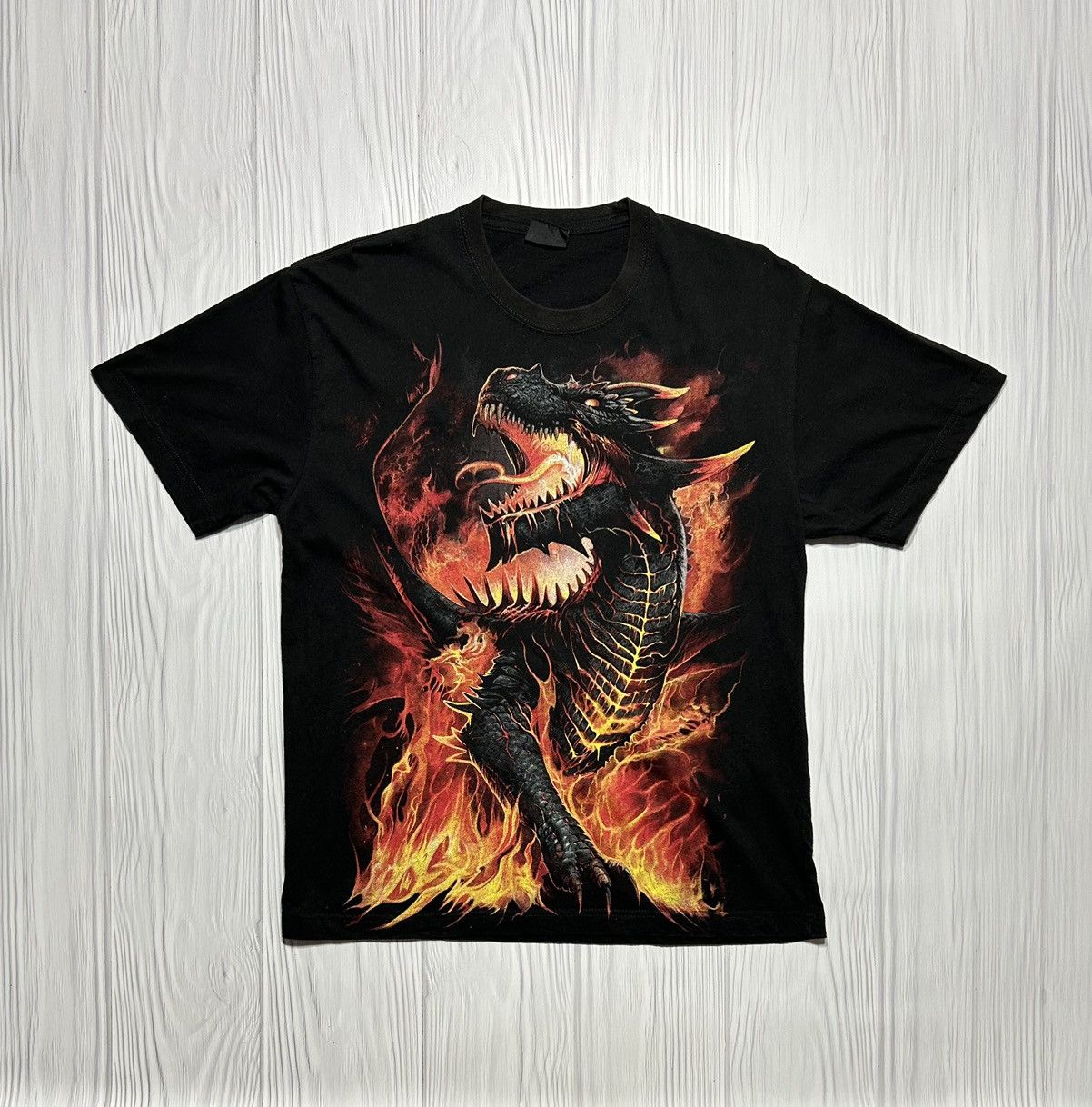 Vintage Vintage Y2K Fire Dragon Allprinted T-Shirt Size US L / EU 52-54 / 3 - 1 Thumbnail