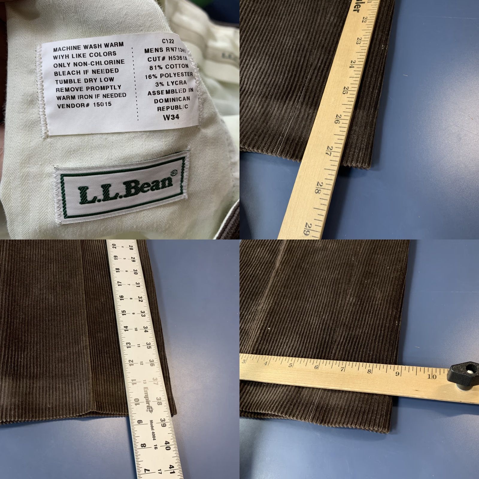 Vintage VINTAGE L.L.Bean Corduroy Pants Brown Mens 34x28 Straight Leg Chino Cotton 90s Fall/Winter Mens Size US 34 / EU 50 - 8 Thumbnail