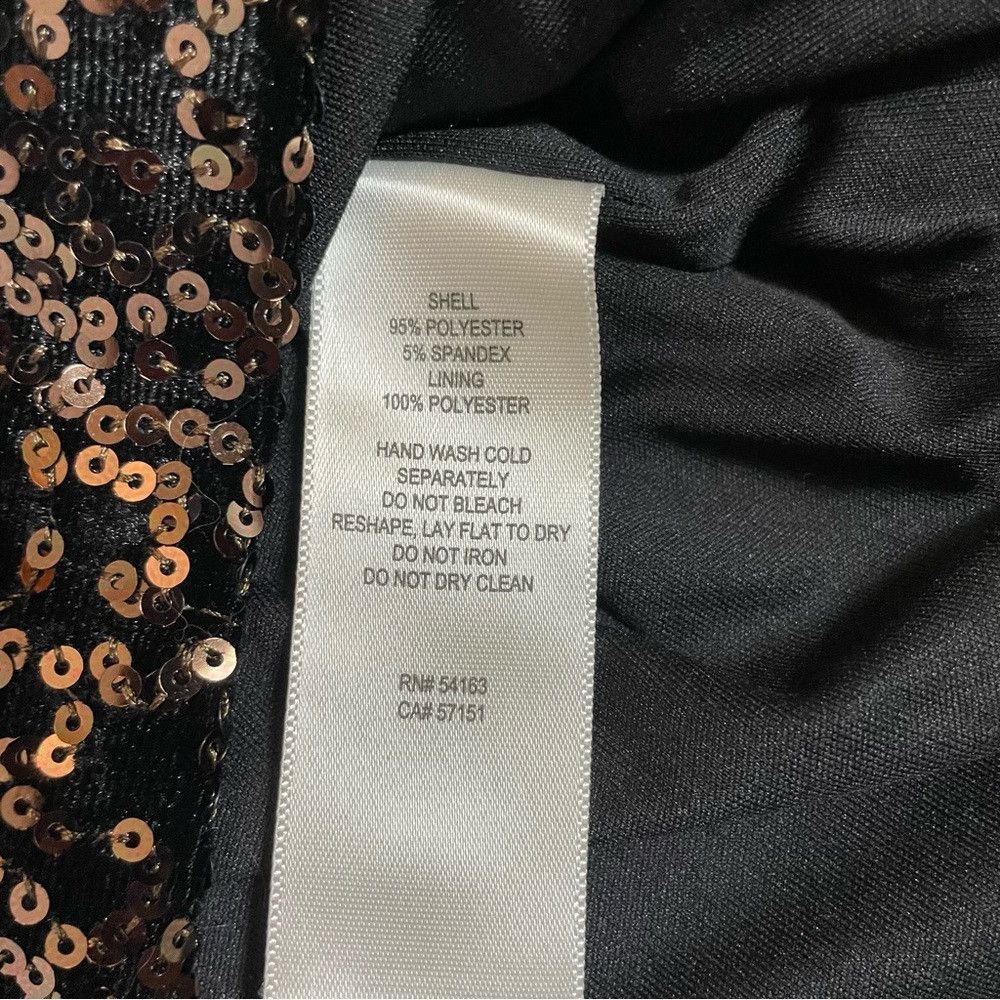 Other NWT New $138 ELIZA J Sequin Velvet Cap Sleeve Black Bronze Size L / US 10 / IT 46 - 7 Thumbnail