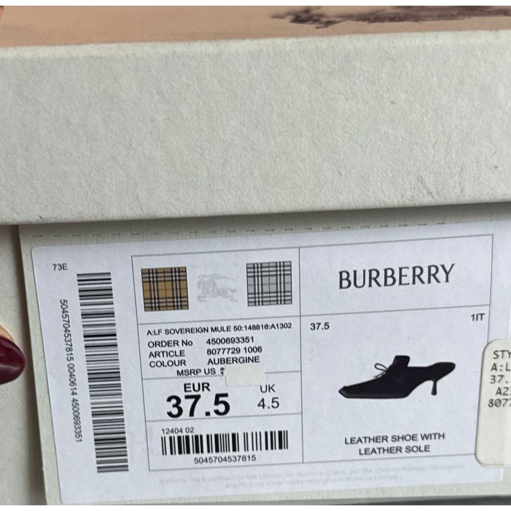 Burberry Burberry Burgundy Patent Leather Storm Mules NWB Size US 7 / IT 37 - 6 Thumbnail