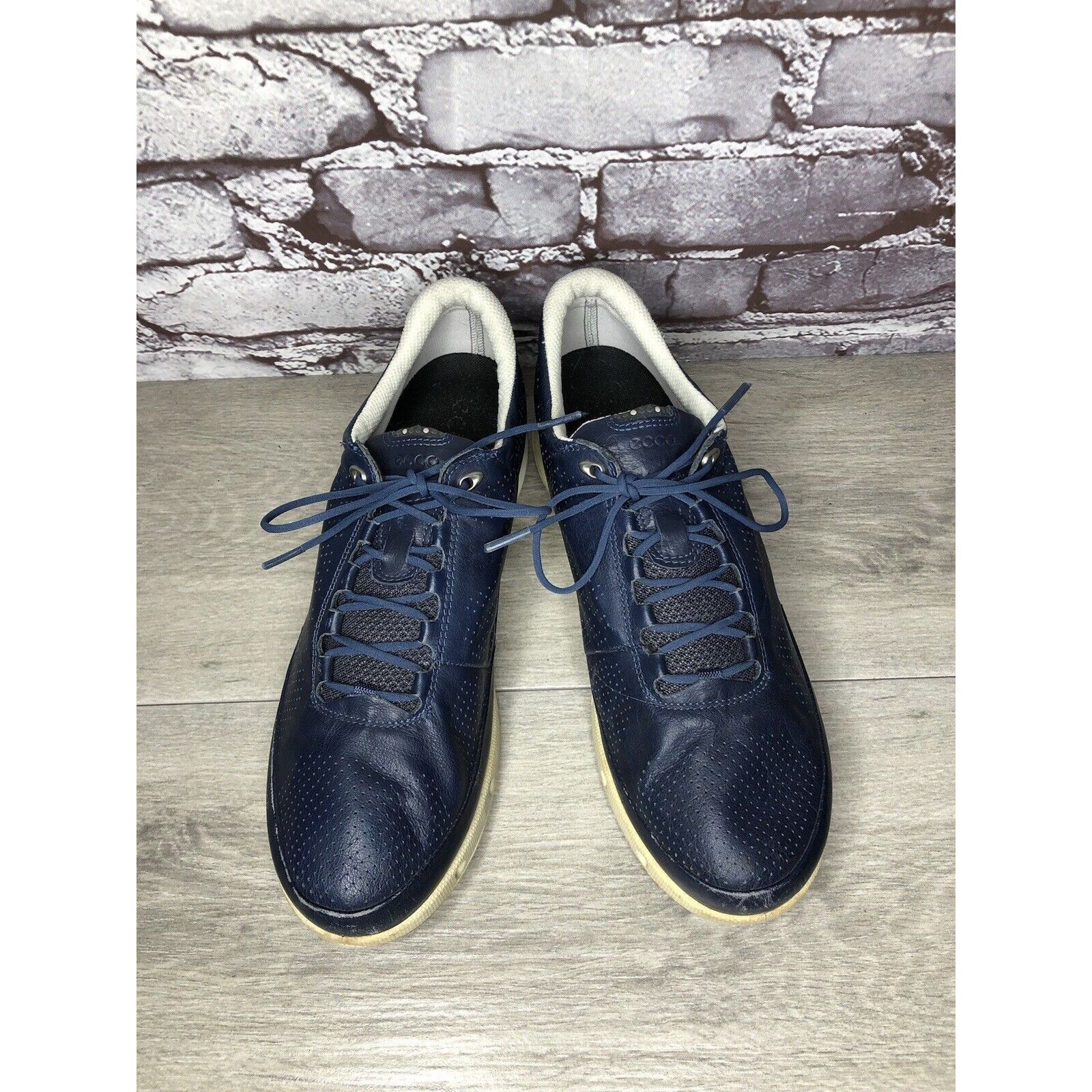 Ecco Ecco Blue Yak Leather Casual Comfort Lace Up Spikeless Golf Size US 11 / IT 41 - 18 Thumbnail