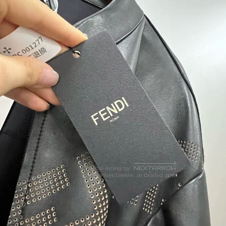 Fendi Fendi Black Double F Logo Leather Jacket Size US L / EU 52-54 / 3 - 6 Thumbnail