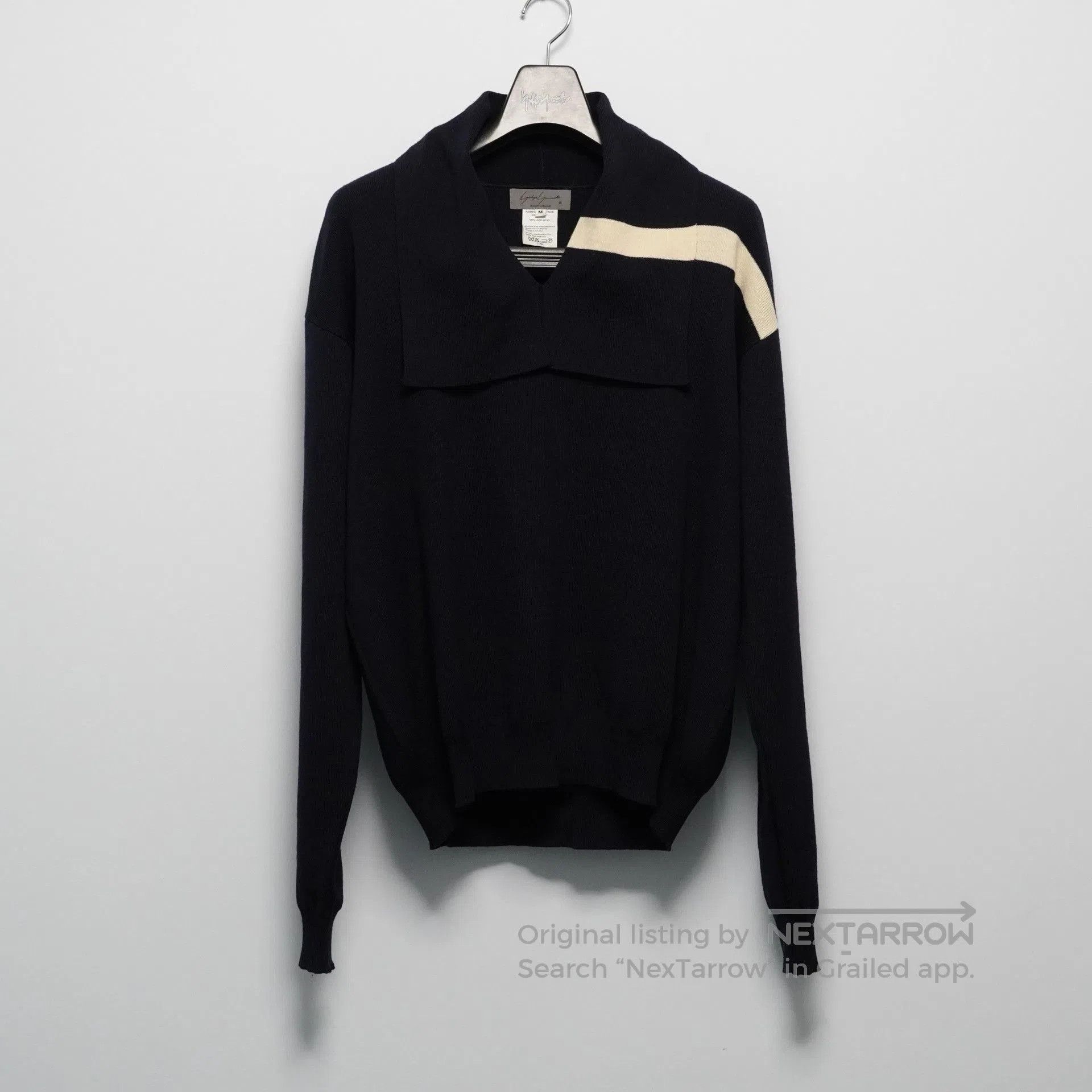 Yohji Yamamoto Yohji Yamamoto 1980ss Navy Collar Wool Sweater. Size US M / EU 48-50 / 2 - 1 Thumbnail