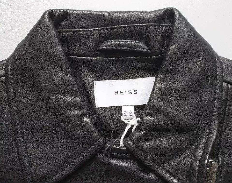 Reiss REISS Women's Geo-Soft Leather Biker Jacket IFD-0717 Size S / US 4 / IT 40 - 6 Thumbnail