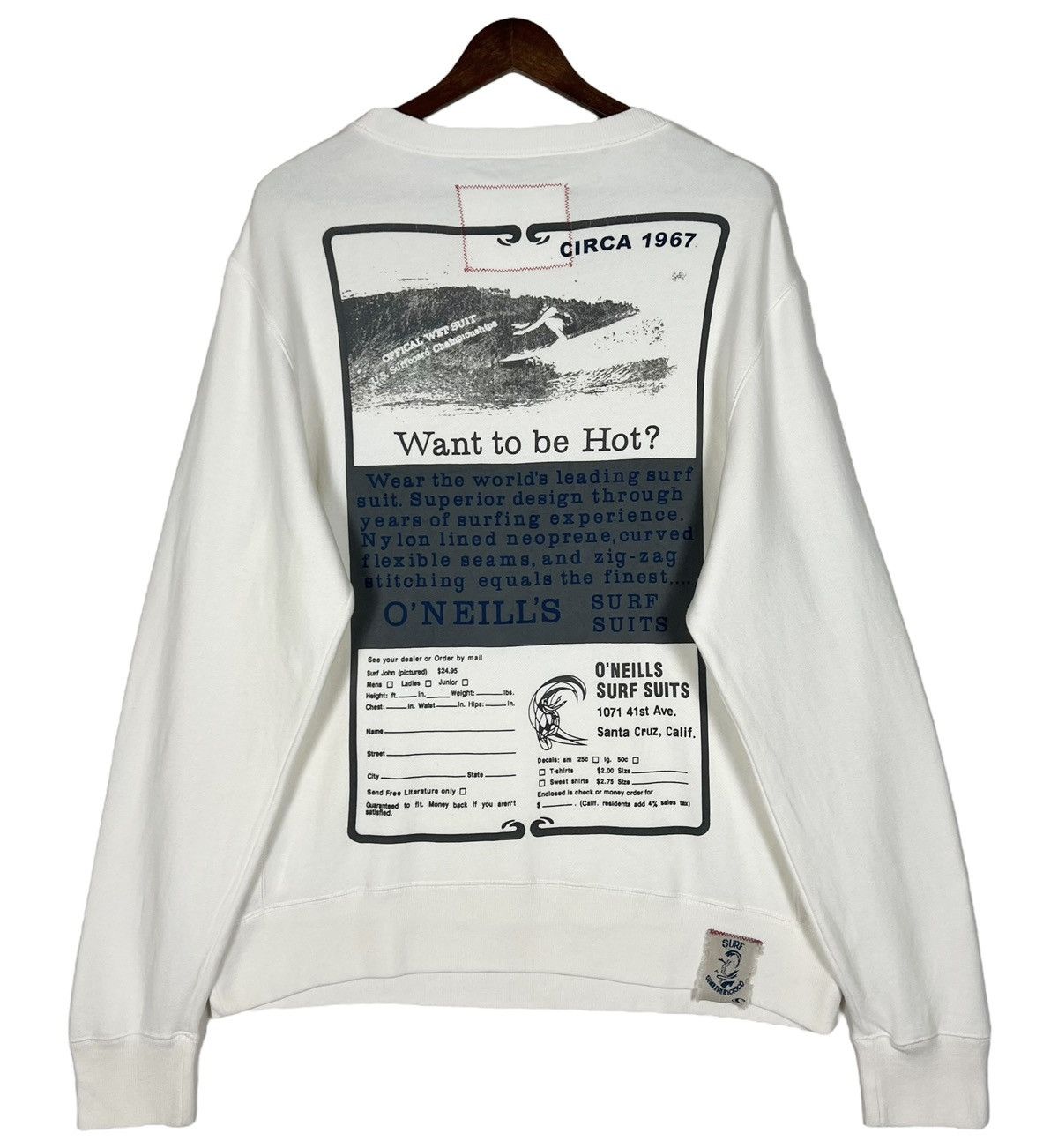 O'Neill × Quiksilver × Vintage Vintage Wetsuits Oneill Santa Cruz Surfin Crew Sweatshirt Size US L / EU 52-54 / 3 - 1 Thumbnail