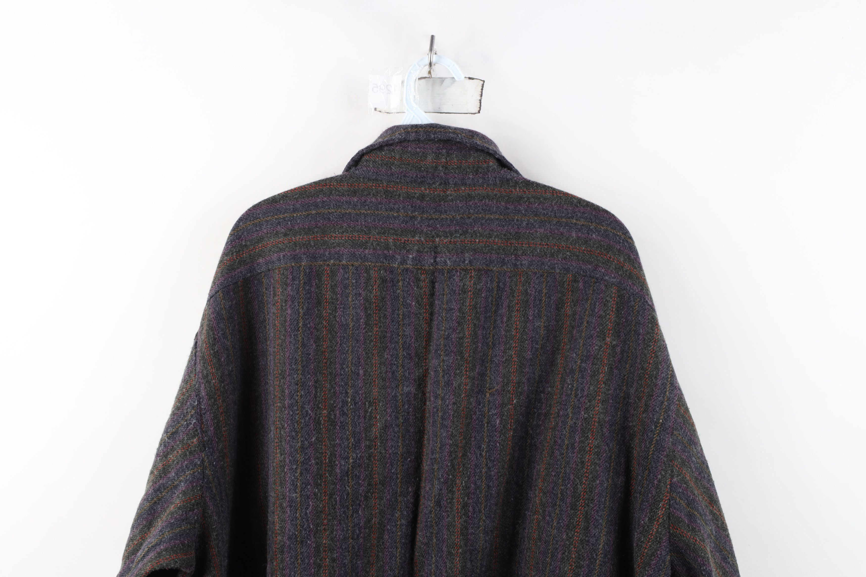 Vintage Vintage 80s 90s Streetwear Flannel Knit Striped Button Shirt Size US XXL / EU 58 / 5 - 11 Thumbnail