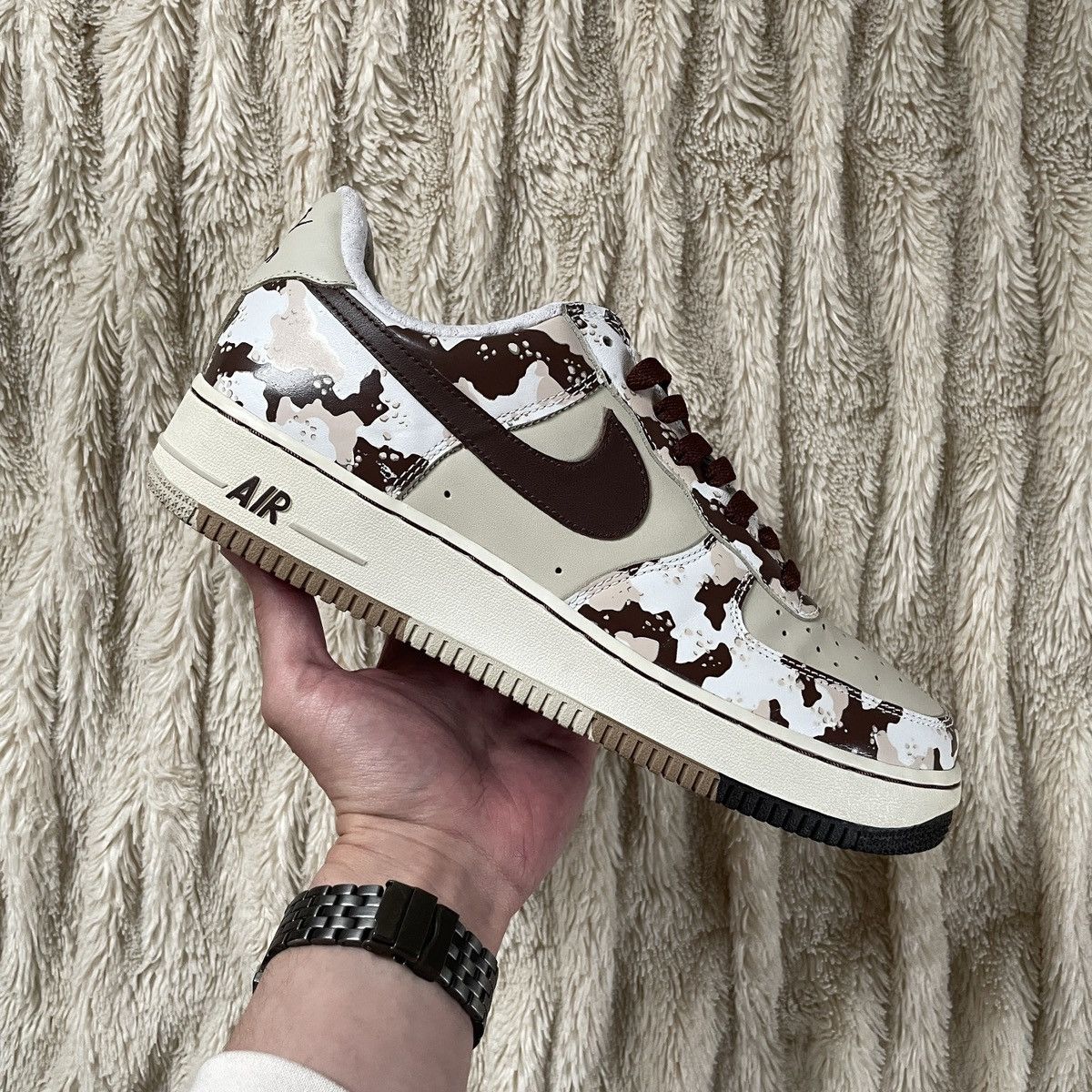 image of 2005 Nike Air Force 1 Premium Brown Camo Birch Shoes, Men's (Size 10)