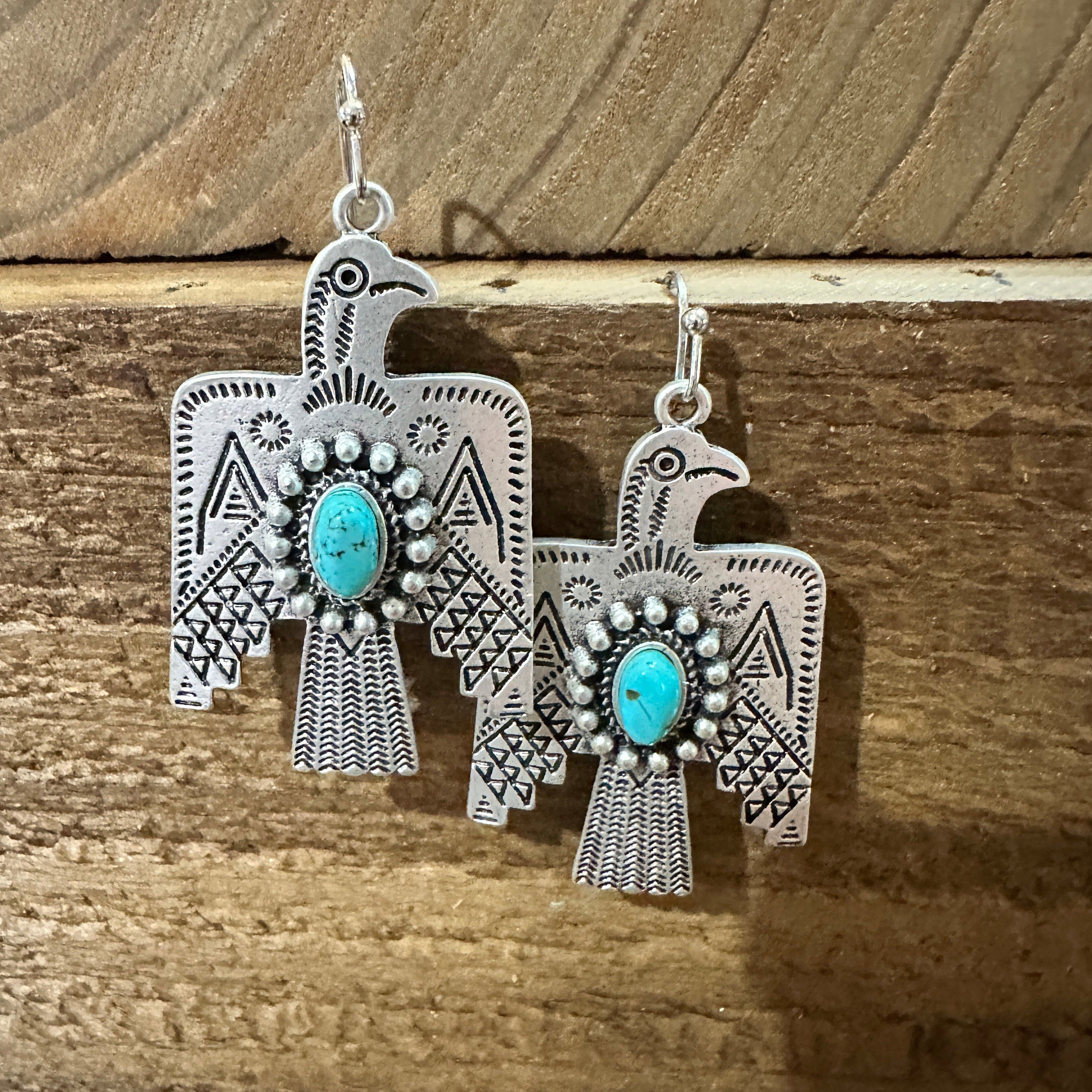 Other Thunderbird Turquoise Earrings , Native American Wire Thunde Size ONE SIZE - 4 Thumbnail