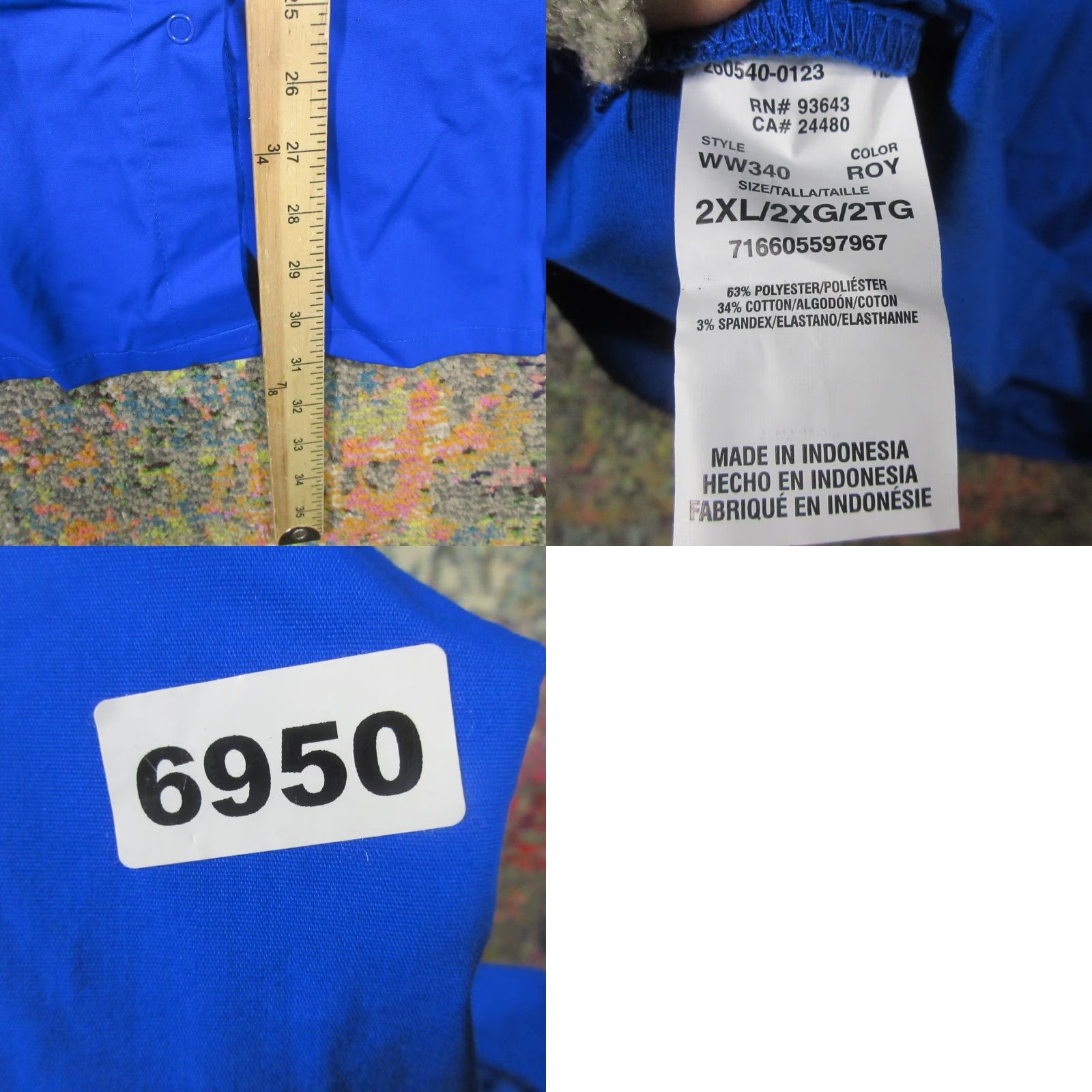 Cherokee VINTAGE Cherokee Snap Front Scub Top Unisex 2XL Royal Blue Long Sleeve Stretch NEW NWT Size US XXL / EU 58 / 5 - 8 Thumbnail