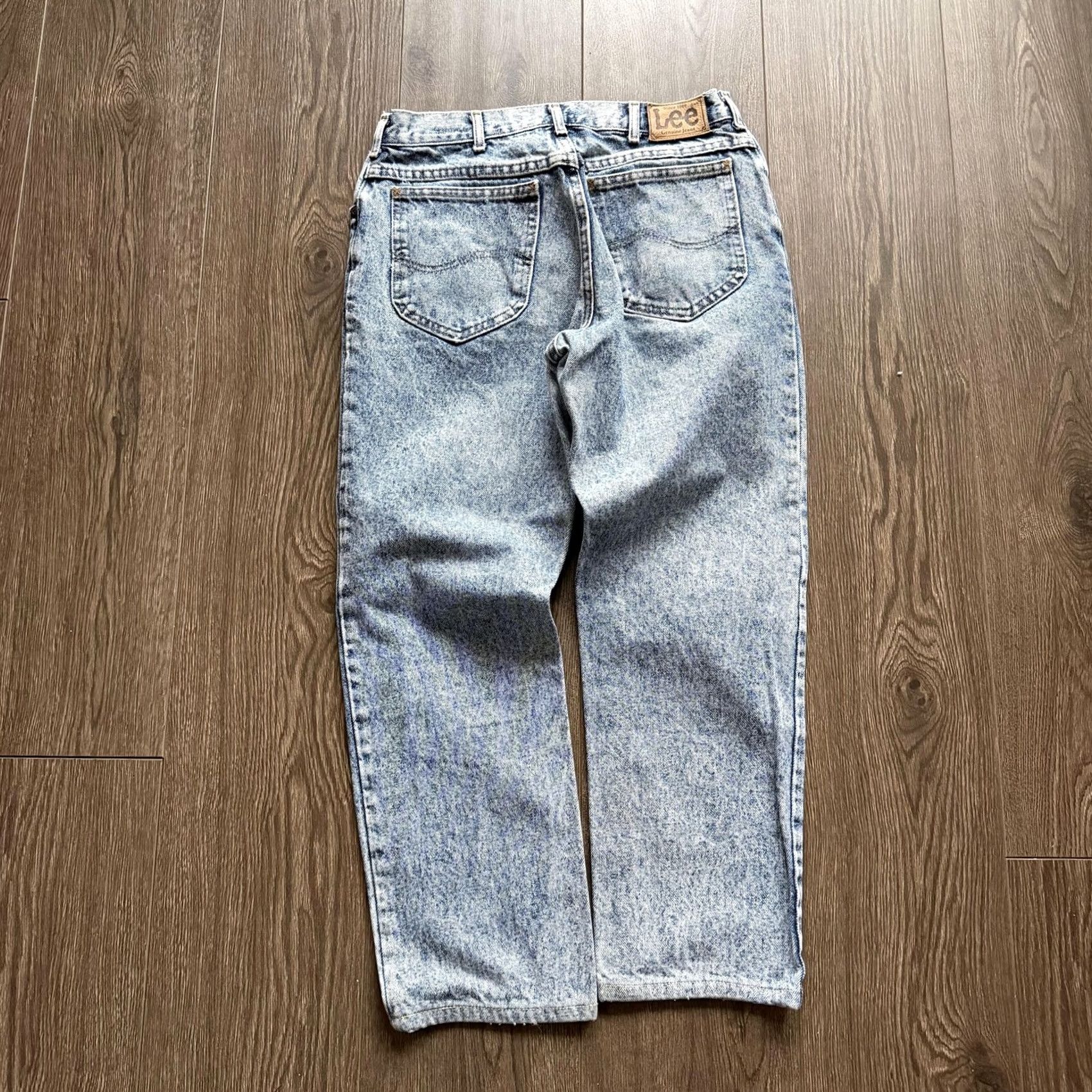Lee VINTAGE Lee Jeans 32x30 Blue Acid Wash High Rise Straight Leg Denim 90s Mens Jeans Size US 32 / EU 48 - 3 Thumbnail