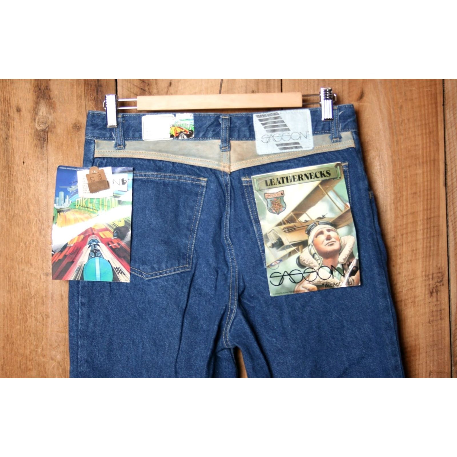 Vintage VINTAGE Sasson Jeans Main Selling Point Leather Trim Sz. 33x34 Blue Denim Cotton Leather 80s Men Leathernecks Tapered Inseam 34 Rise 11.5 Gift? Size US 30 / EU 46 - 5 Thumbnail