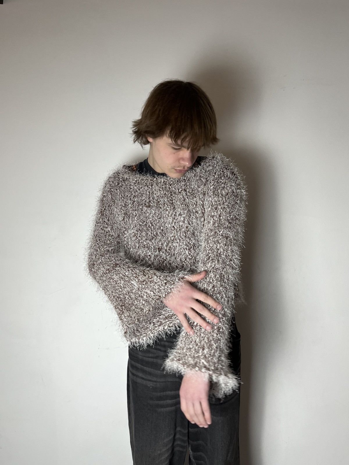 Hysteric Glamour 🔥00'S RICK OWENS VIBE FAUX FUR MOHAIR CROPPED SWEATER 00'S Size US S / EU 44-46 / 1 - 9 Thumbnail