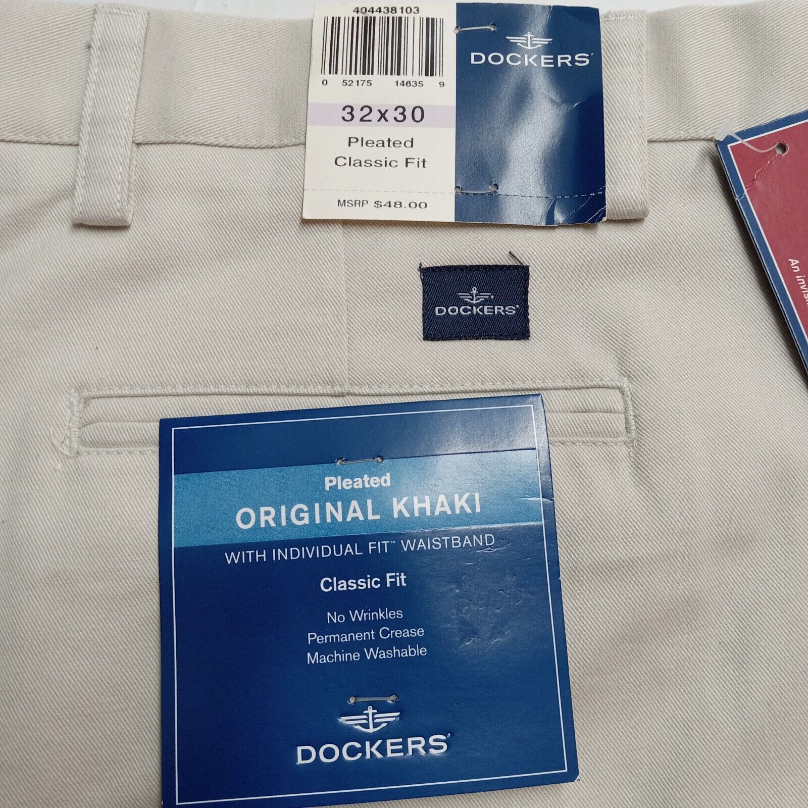 Dockers Dockers Khakis Original Men's 32x30 Beige Pleat Classic Fit Size US 32 / EU 48 - 2 Thumbnail