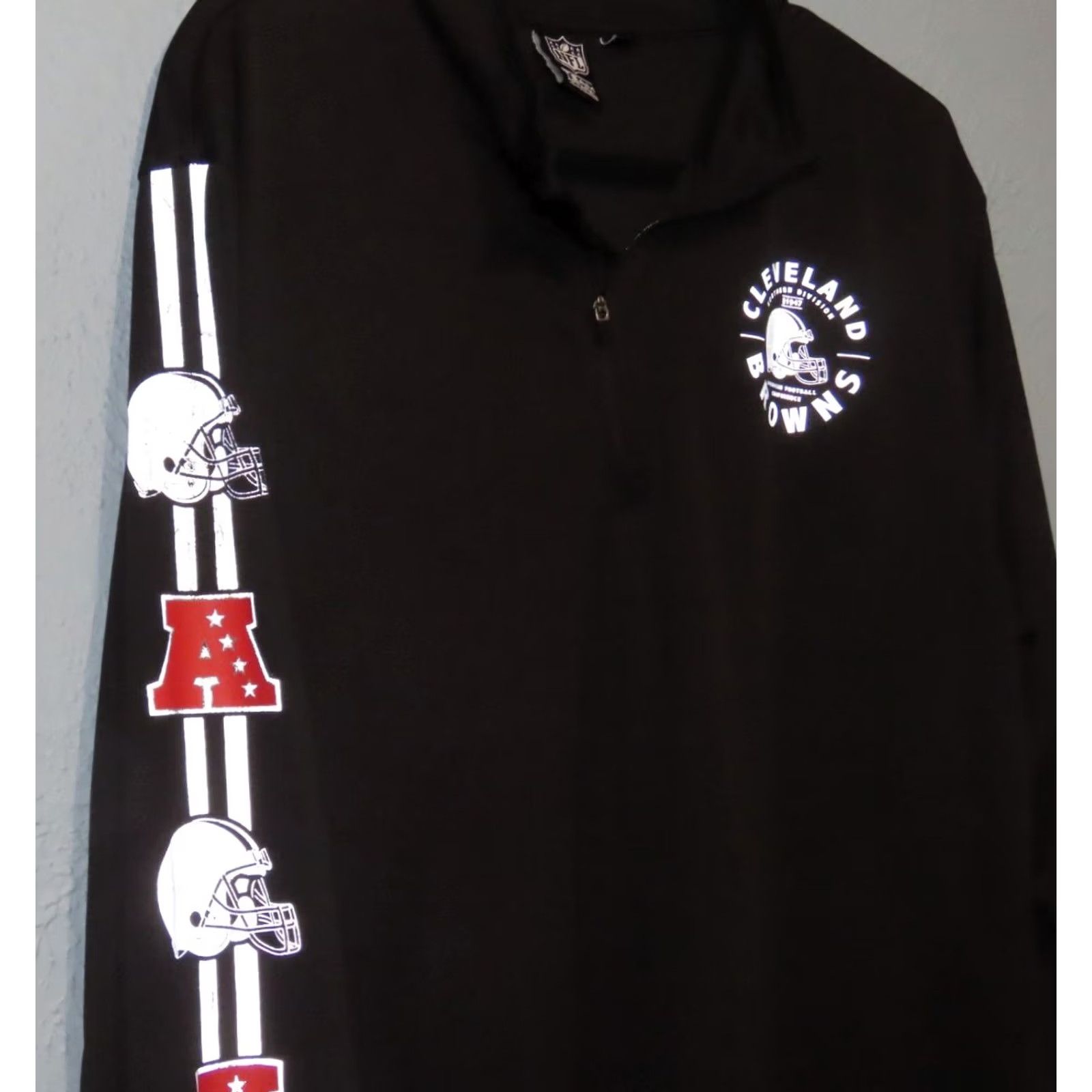 NFL NFL Cleveland Browns 1/4 Zip Pullover Shirt Long Sleeve XL Black Mens Regular Graphic Print Wearable Sports Apparel Size US XL / EU 56 / 4 - 5 Thumbnail