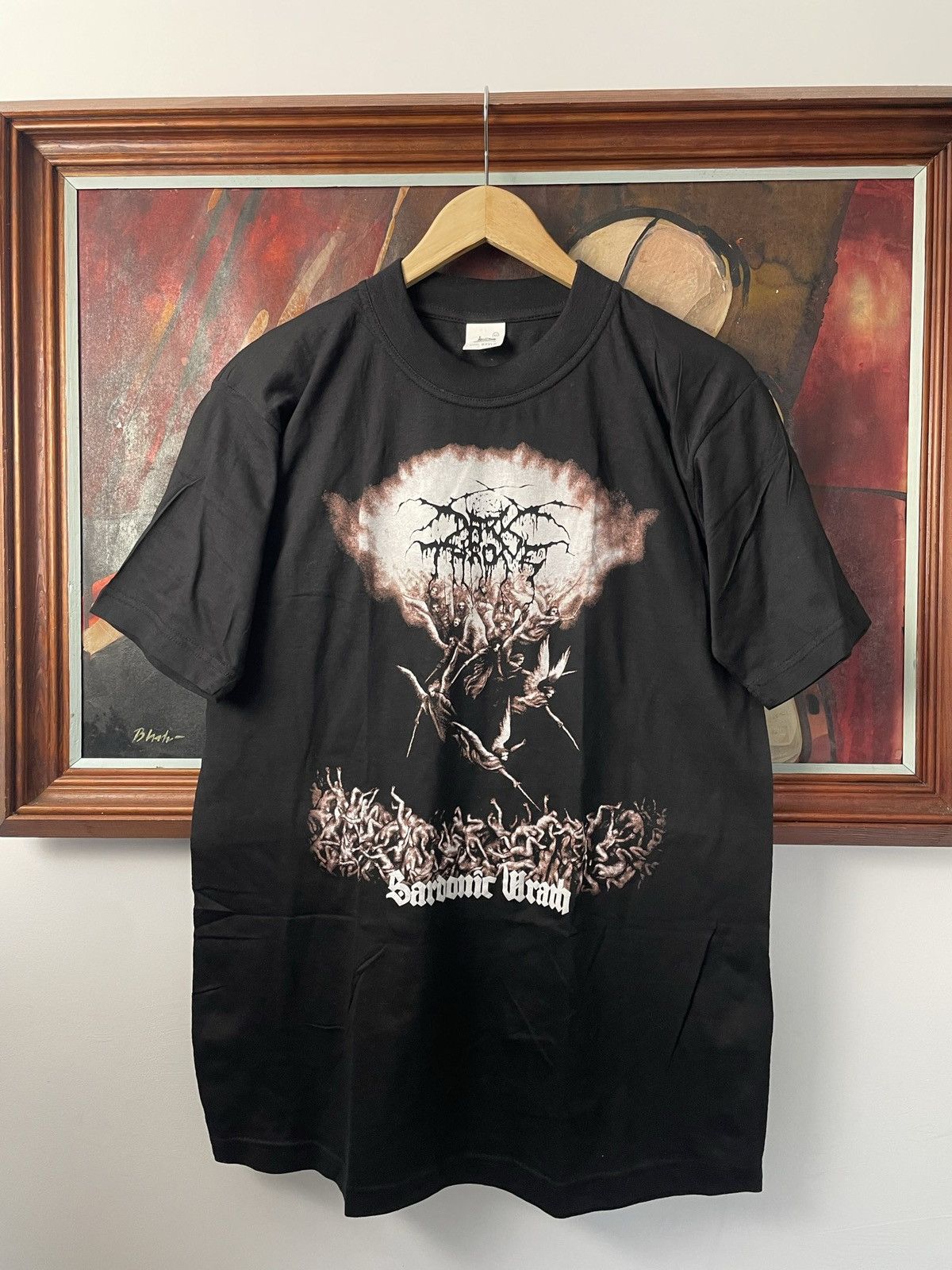 image of Band Tees x Rock T Shirt Vintage Y2K Darkthrone Sardonic Wrath Album Cover Tee Metal in Black (Size