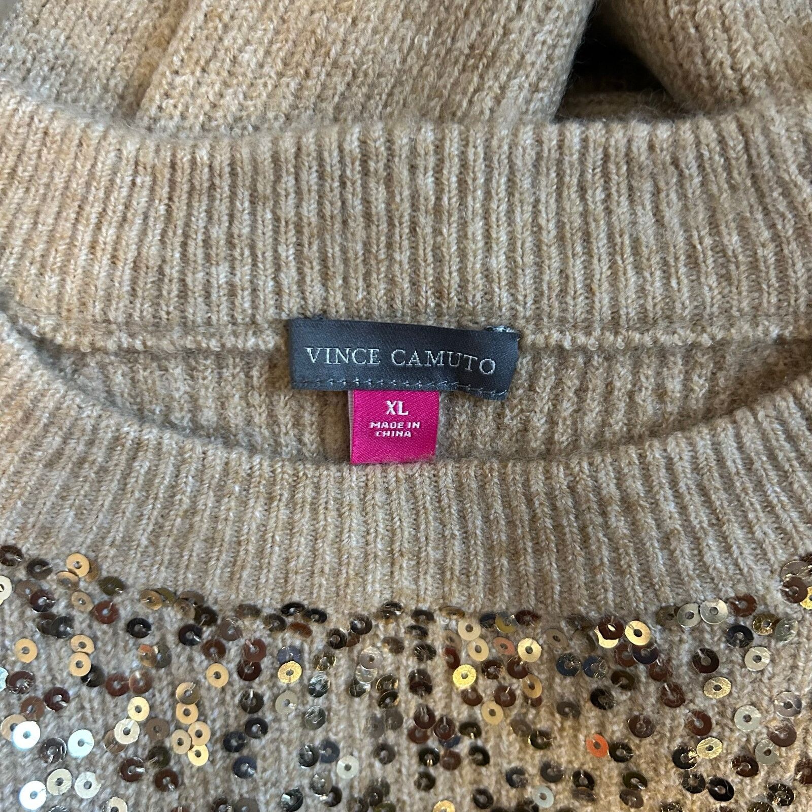 Vince Camuto Vince Camuto Sequin Raglan Pullover Sweater NWT Camel L Size L / US 10 / IT 46 - 13 Thumbnail