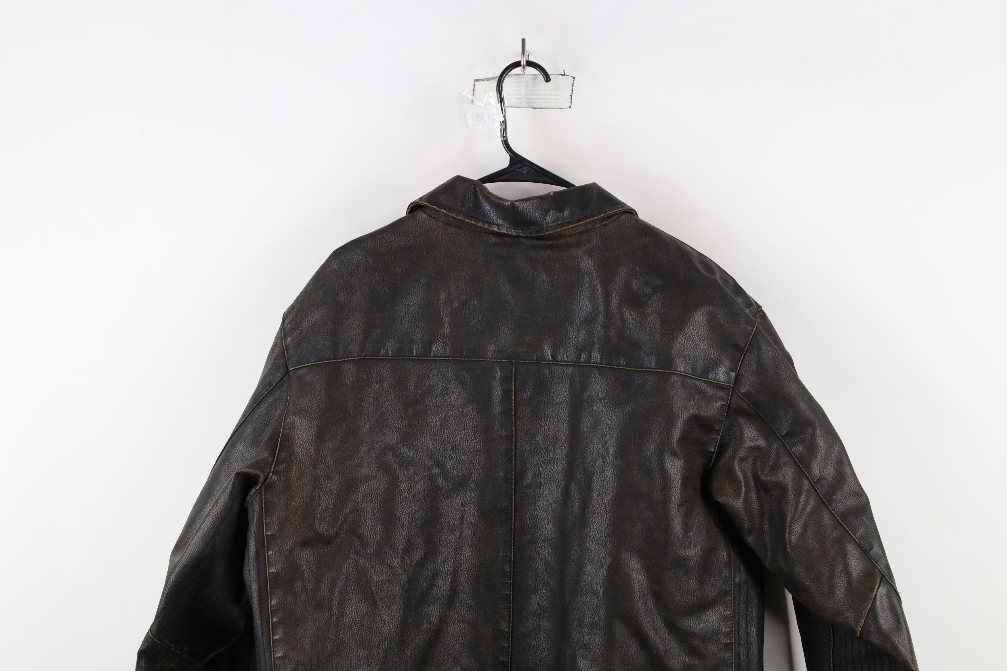 Vintage Vintage 90s Y2K Streetwear Faux Leather Quilted Moto Jacket Size US L / EU 52-54 / 3 - 14 Thumbnail