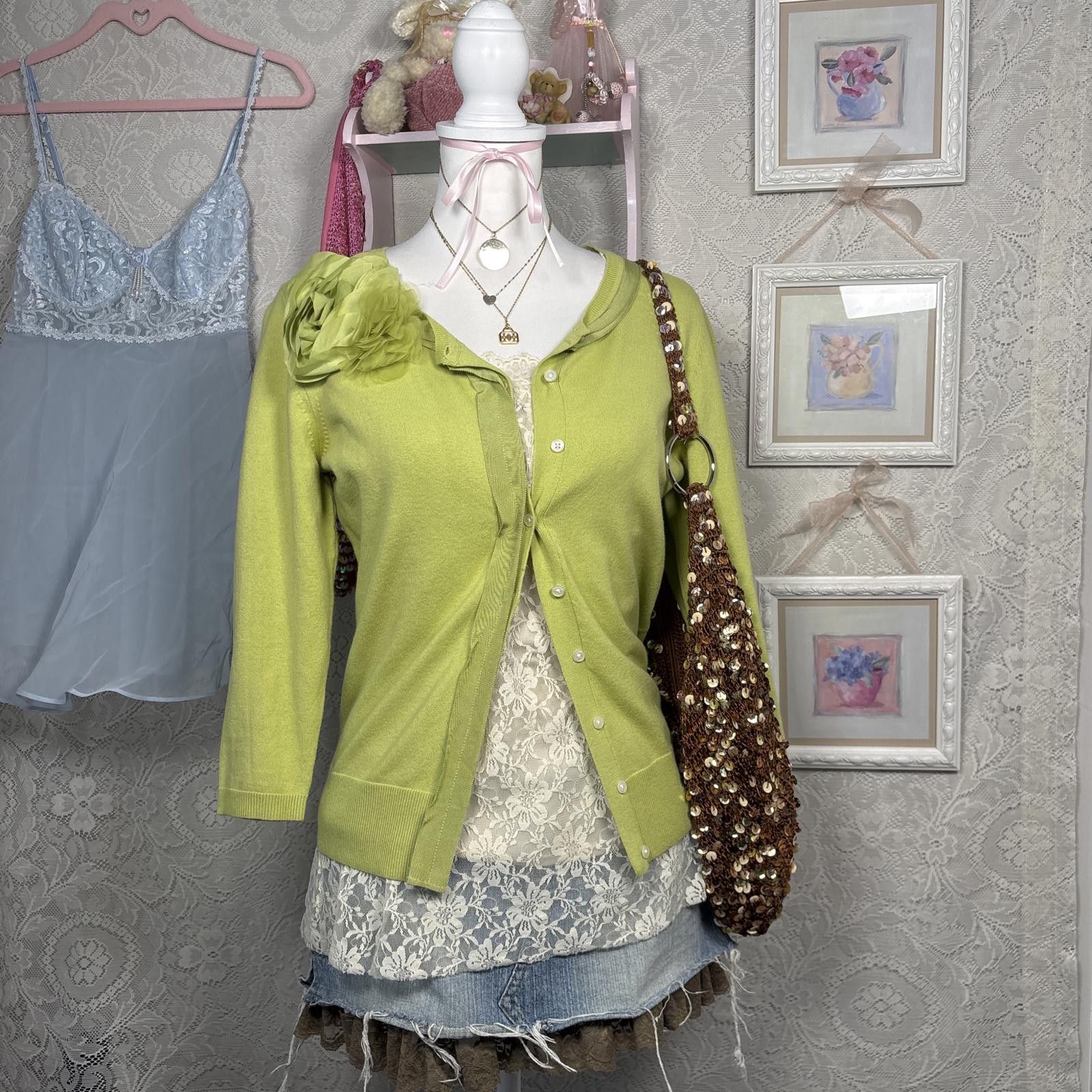 Other y2k green fitted fairy floral cardigan Size M / US 6-8 / IT 42-44 - 1 Thumbnail