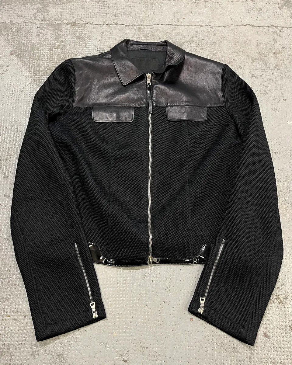 Prada SS1999 Prada Black Hybrid Mesh Leather Jacket Size US XS / EU 42 / 0 - 1 Thumbnail
