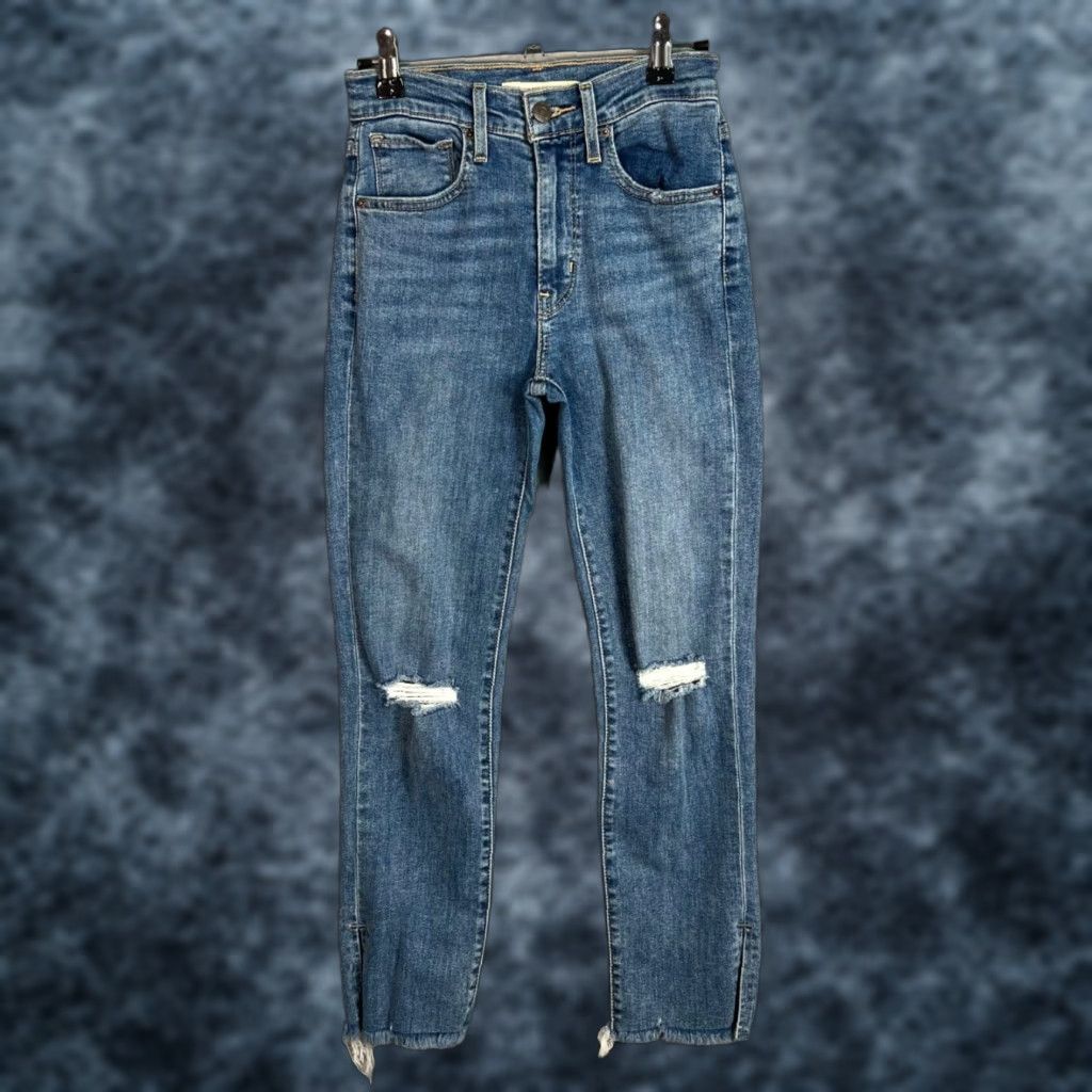 Levi's VINTAGE Levis 724 High Rise Straight Womens Jeans Size 24 Blue Denim Distressed Size 42" / US 20 - 1 Thumbnail