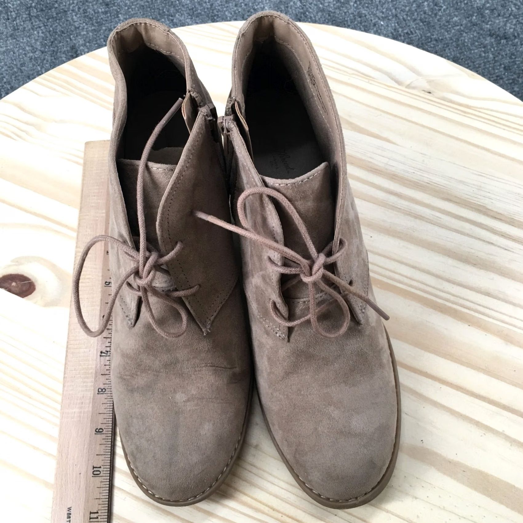 Vintage Universal Thread Boots Women 9.5 Ankle Booties Wedge Beige Fabric Lace Up Boots Size US 10 / IT 40 - 7 Thumbnail