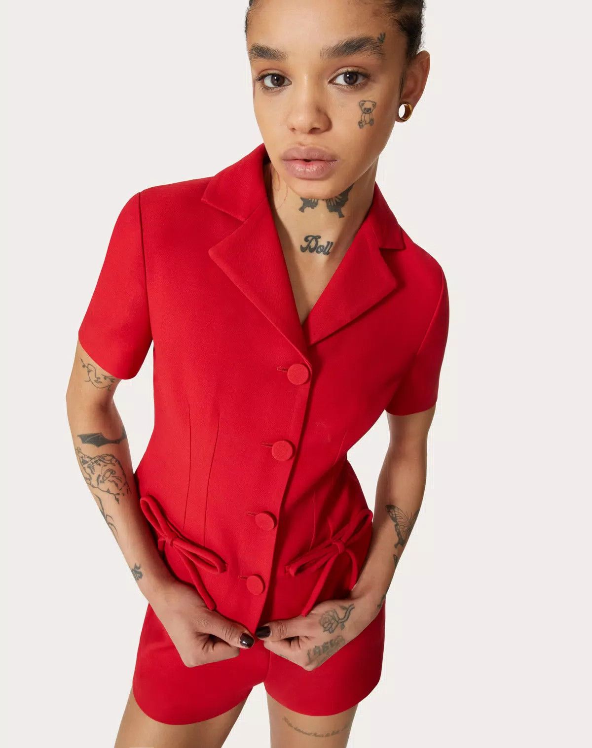 Valentino o1s1wg110625 Crepe Couture Jacket in Red Size M / US 6-8 / IT 42-44 - 6 Thumbnail