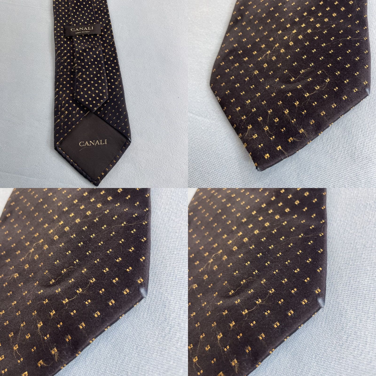 Canali VINTAGE Canali Designer Italy Luxury Silk Necktie Black Yellow Dot Read Mens Tie 57-60 Classic Silk Fade Old Money Size ONE SIZE - 8 Thumbnail