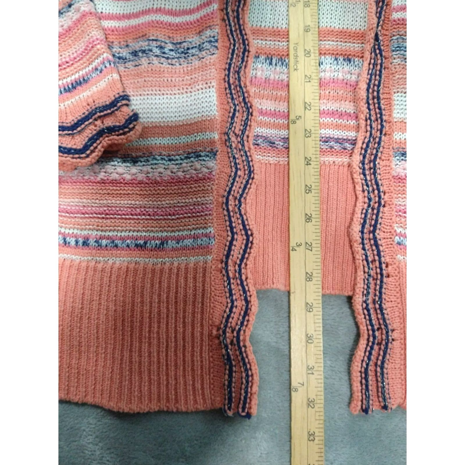 Soft Surroundings Soft Surroundings Sweater Womens Medium Pink Striped Open Front Cardigan Size M / US 6-8 / IT 42-44 - 3 Thumbnail