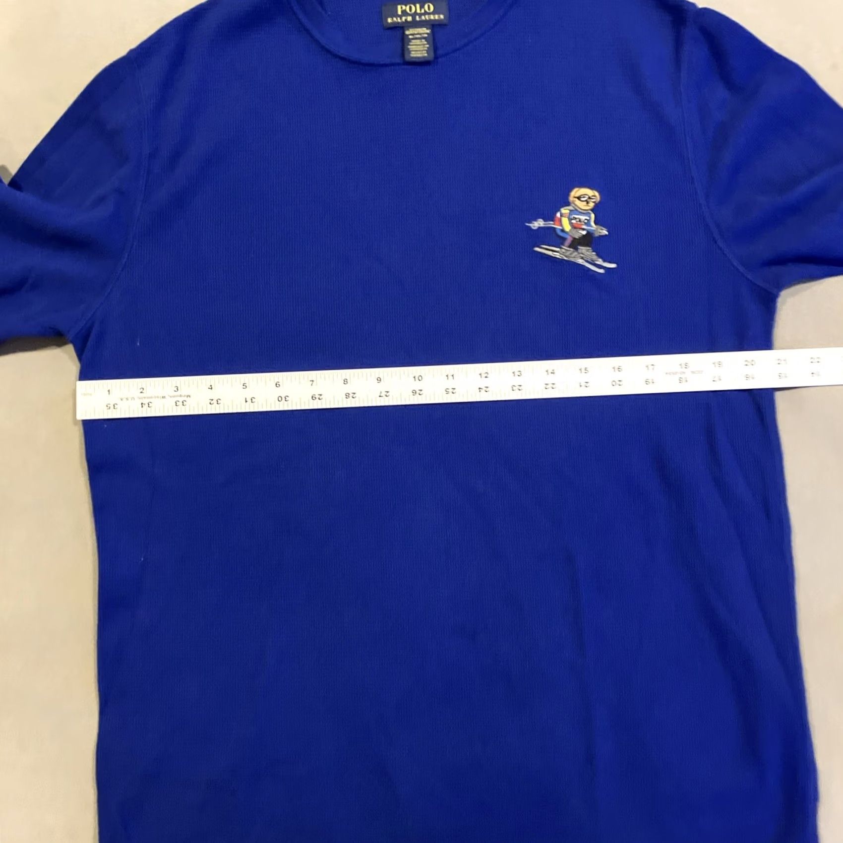 Ralph Lauren Polo Ralph Lauren - Long Sleeve Thermal Shirt - Embroidered Bear - Blue - L - Cotton Blend - Knit - Regular Fit - T-Shirt - Men Size US L / EU 52-54 / 3 - 4 Thumbnail
