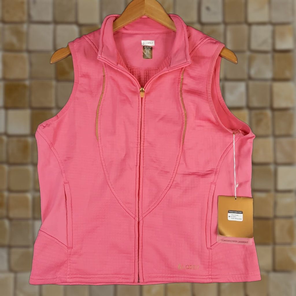 Pinko Lopez Preppy Pink Micro Fleece Lined Womens Size M Zip Up Vest Windbreaker Golf Jacket Size M / US 6-8 / IT 42-44 - 1 Thumbnail