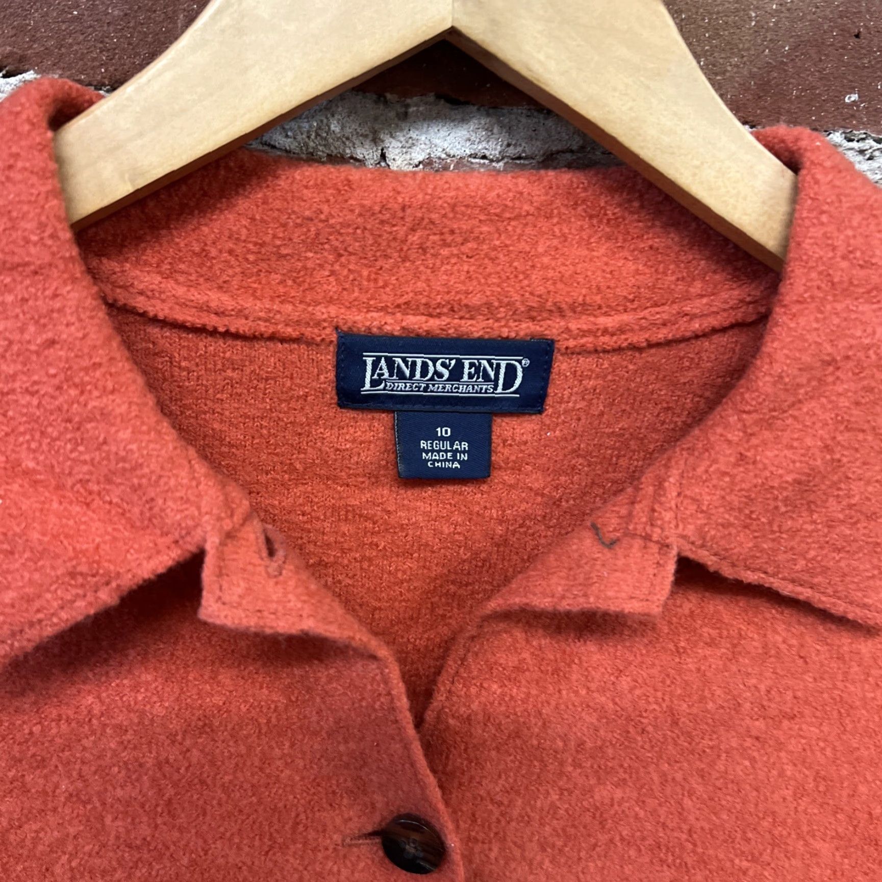 Lands' End VINTAGE Lands' End Jacket Wool Orange Button Up Womens Size 10 100% Wool Mid-Length Long Sleeve Dry Clean Only Fall Winter Women Basic Jacket Size L / US 10 / IT 46 - 2 Thumbnail