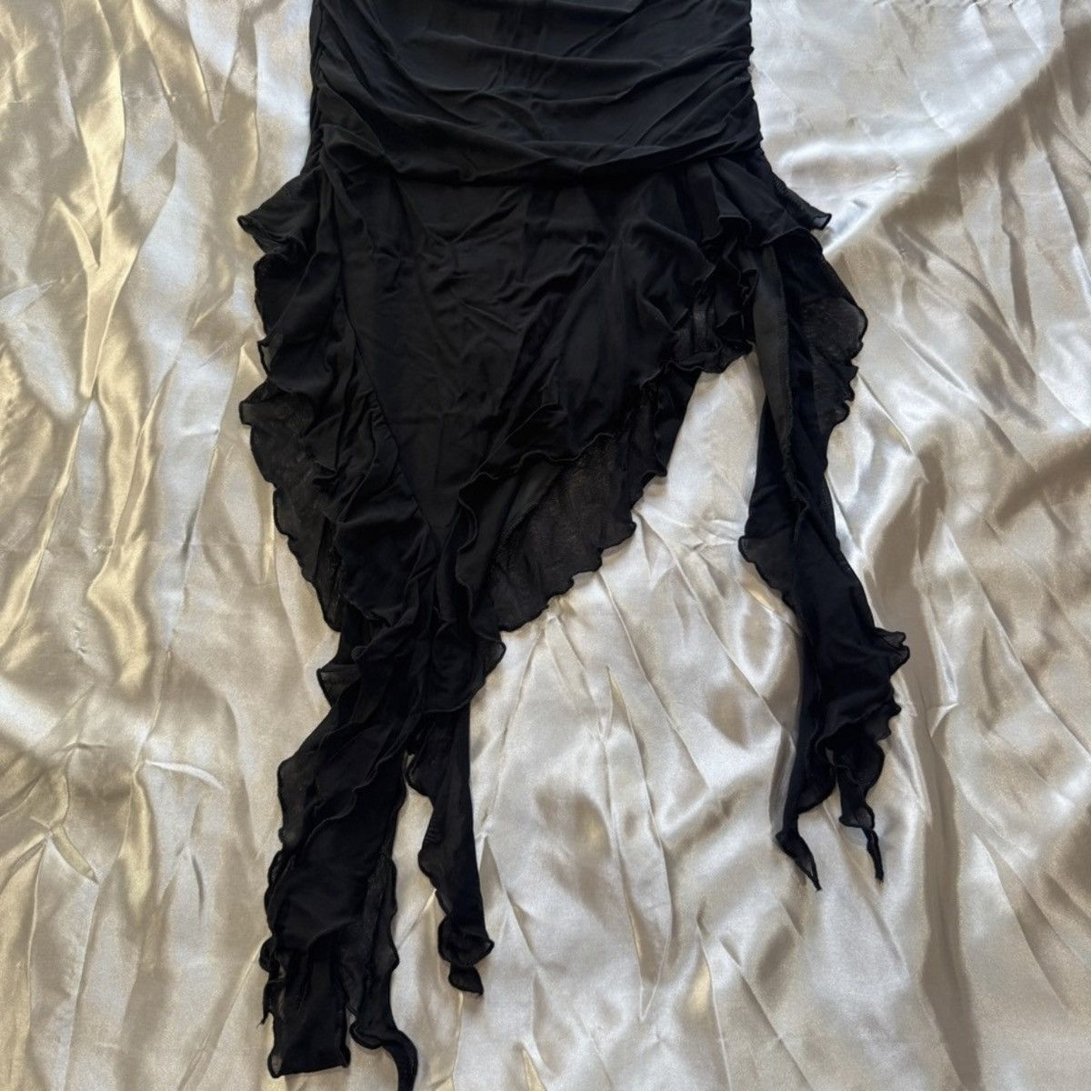Shein Black Irregular Ruffle Trim Dress Size M / US 6-8 / IT 42-44 - 5 Thumbnail