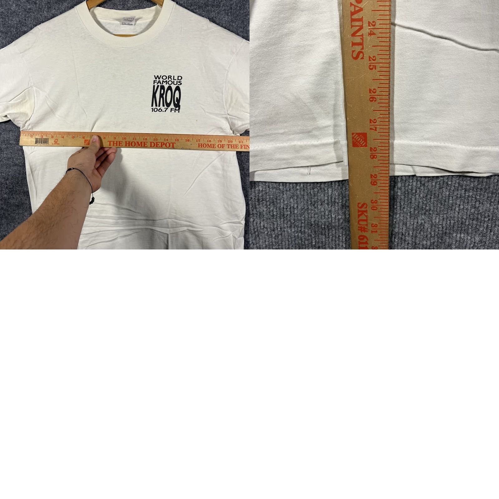 Vintage VINTAGE 90s KROQ 106.7 FM T-Shirt Large White USA Crew Neck Short Sleeve Men Size US L / EU 52-54 / 3 - 8 Thumbnail