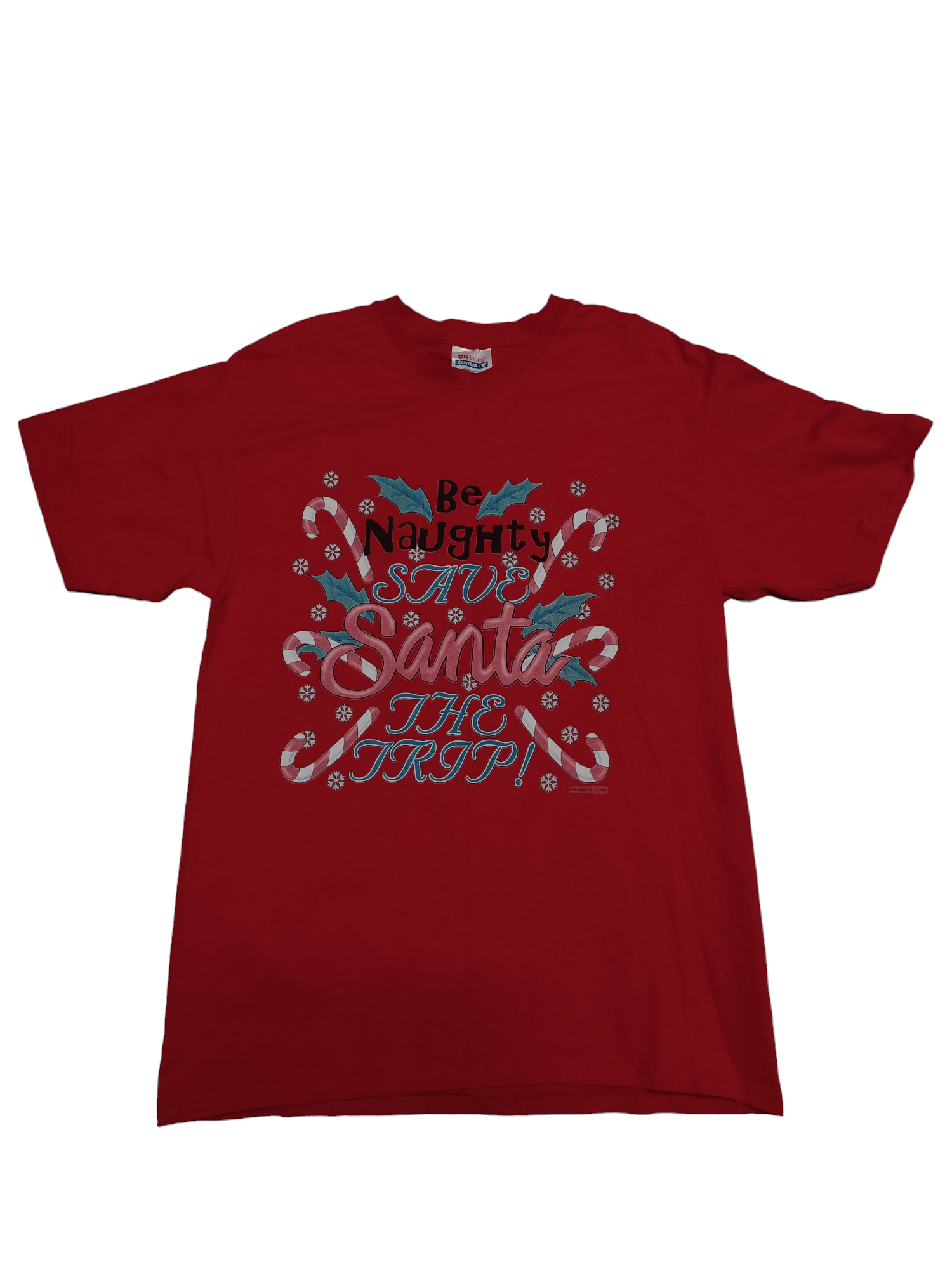 Hanes 90S VINTAGE NAUGHTY SANTA HANES MADE IN MEXICO TEE Size US M / EU 48-50 / 2 - 1 Thumbnail