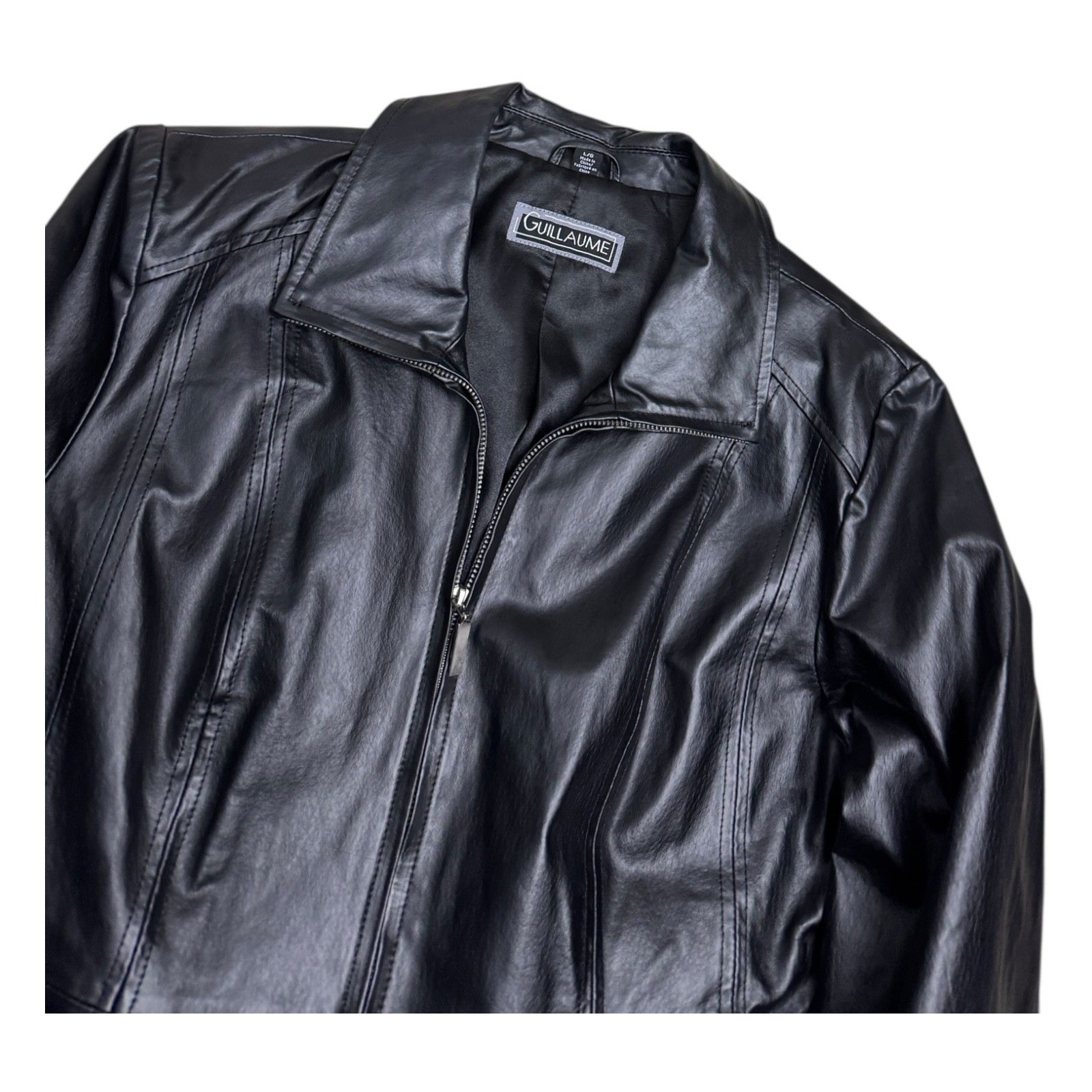 Vintage GUILLAUME Genuine Leather Luxury Designer Y2K Jacket Large Size L / US 10 / IT 46 - 2 Thumbnail
