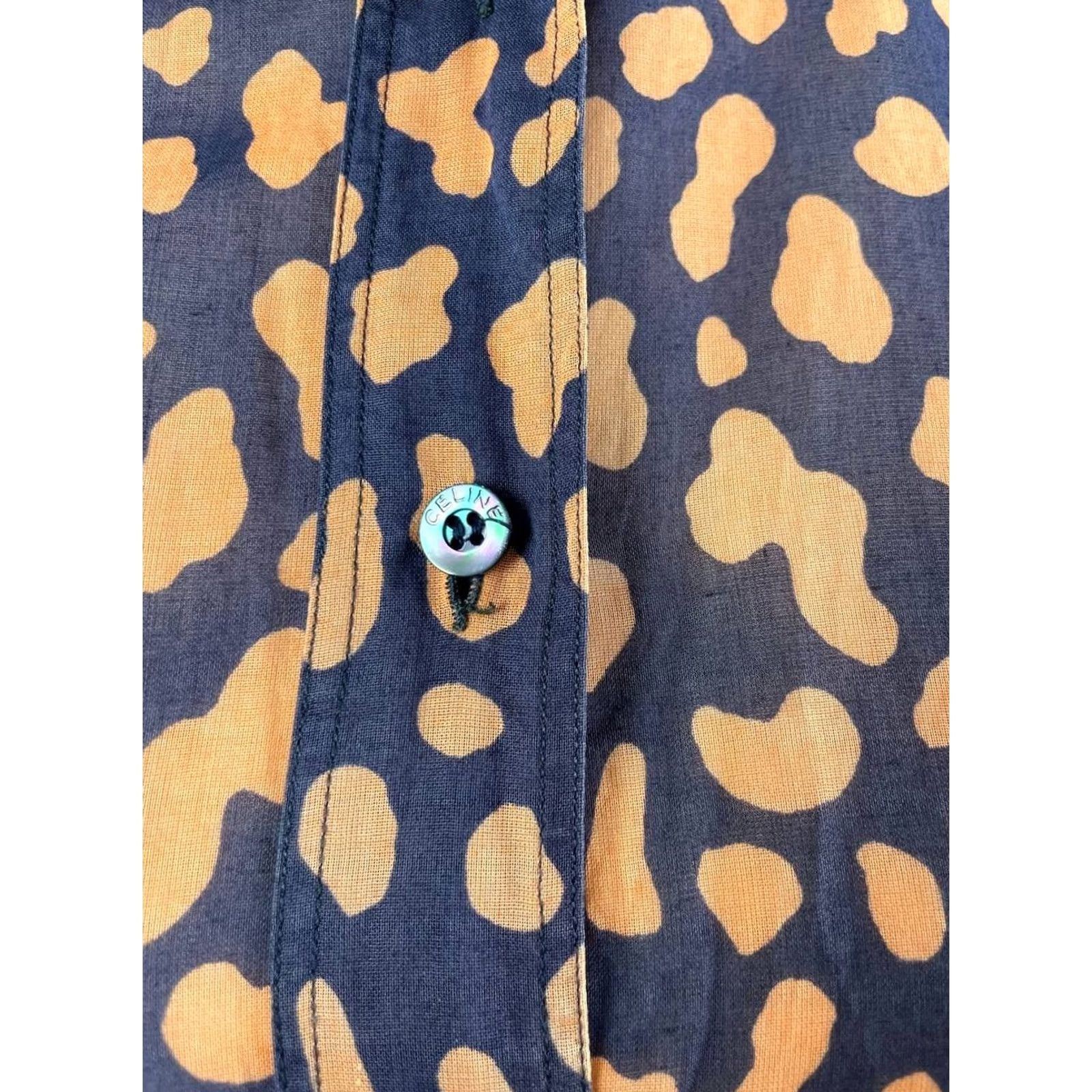 Celine Celine Paris Shirt Mens 44 Black &Orange Short Sleeve Button-Down Collared Animal Print Casual Shirt Size US XXL / EU 58 / 5 - 4 Thumbnail