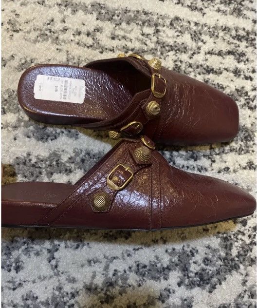 Balenciaga Balenciaga Burgundy Leather Mules Size US 9 / IT 39 - 4 Thumbnail