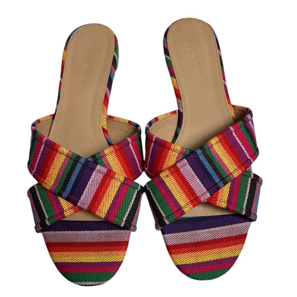J.Crew J. Crew l Multicolor Rainbow Textile Slide On Sandals 7.5 Size US 7.5 / IT 37.5 - 2 Thumbnail
