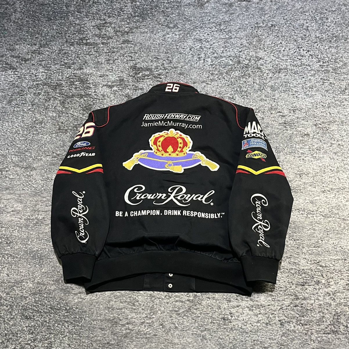JH Design VINTAGE CROWN ROYAL JH DESIGN RACING JACKET 90s BLACK XL Size US XL / EU 56 / 4 - 2 Thumbnail