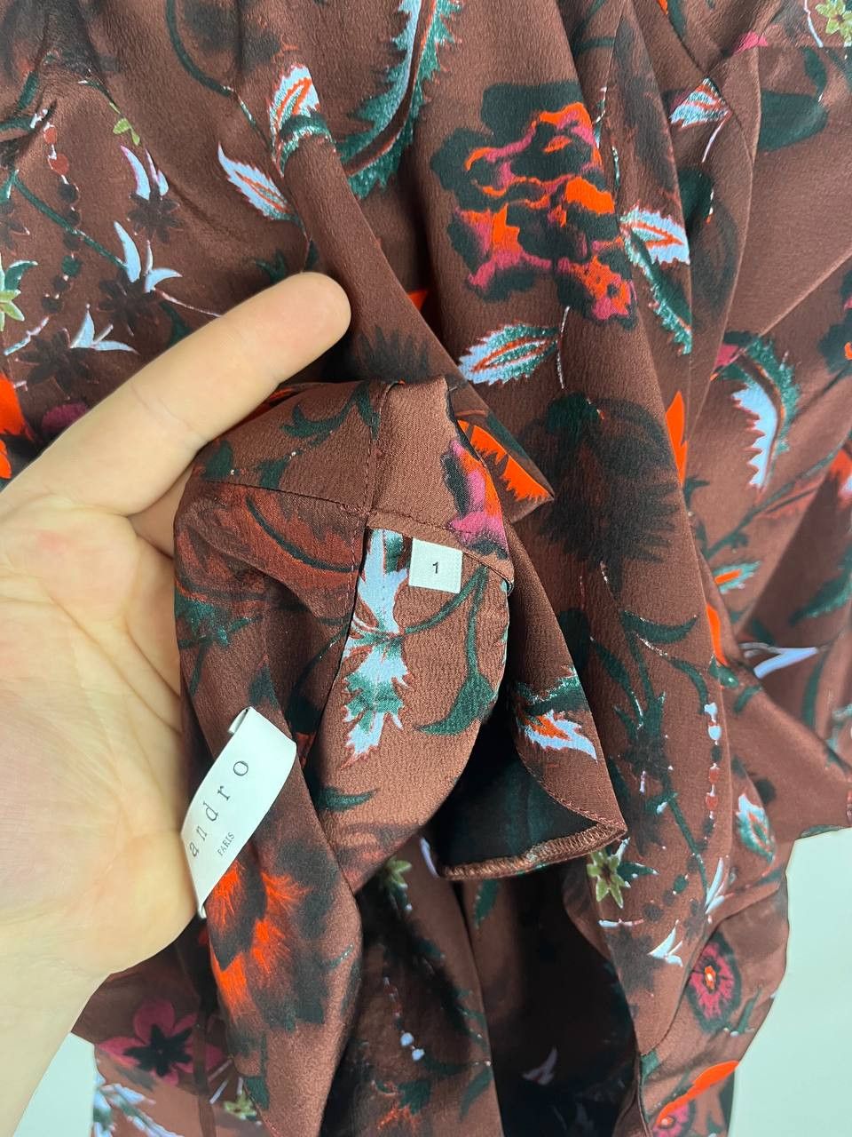 Designer × Sandro Sandro 100% Silk Dress Floral Print Bell Sleeves (0463) Size XS / US 0-2 / IT 36-38 - 9 Thumbnail