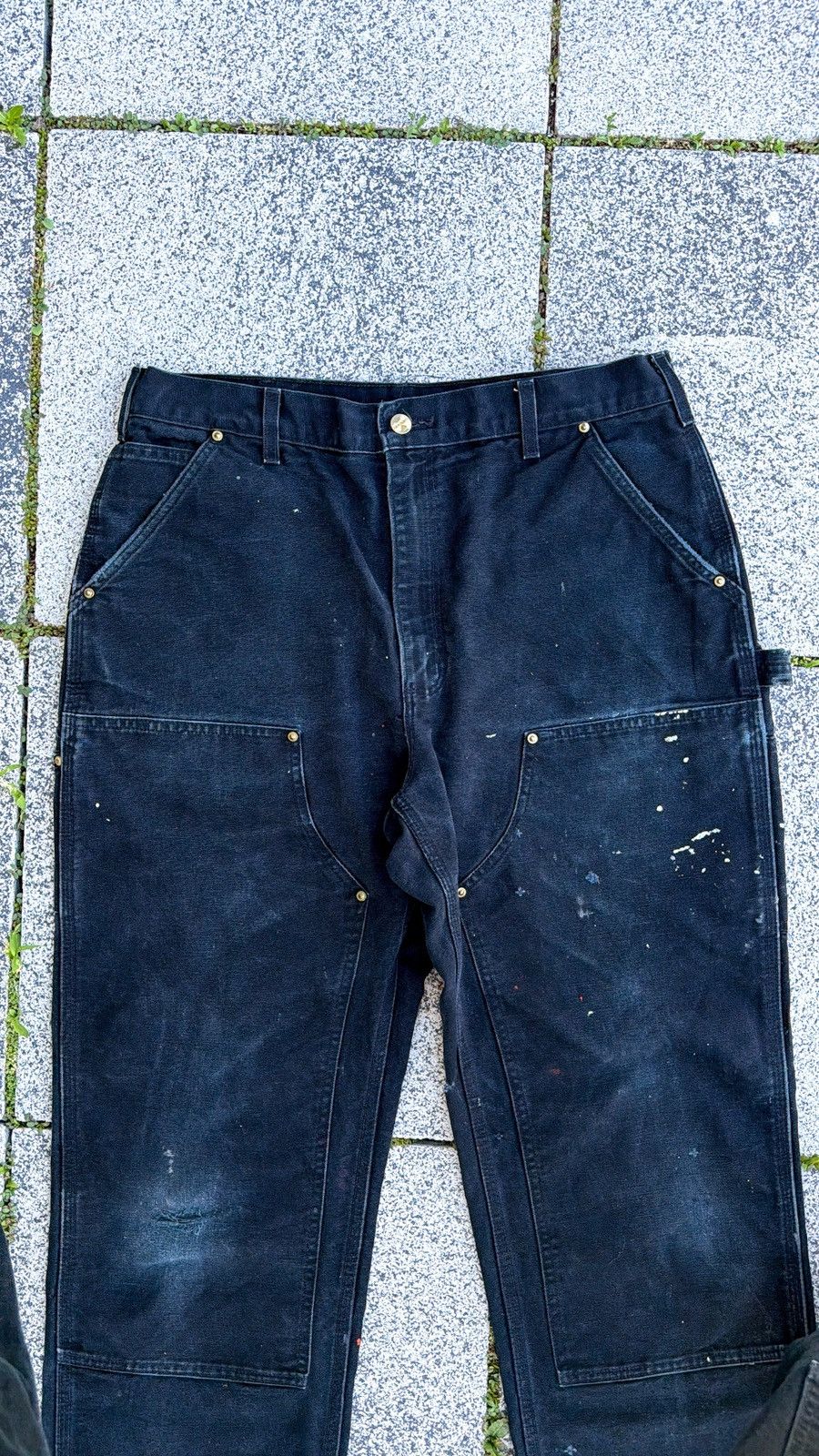 Carhartt Vintage Carhartt Pants Double Knee Distressed Faded Black Size US 35 - 2 Thumbnail