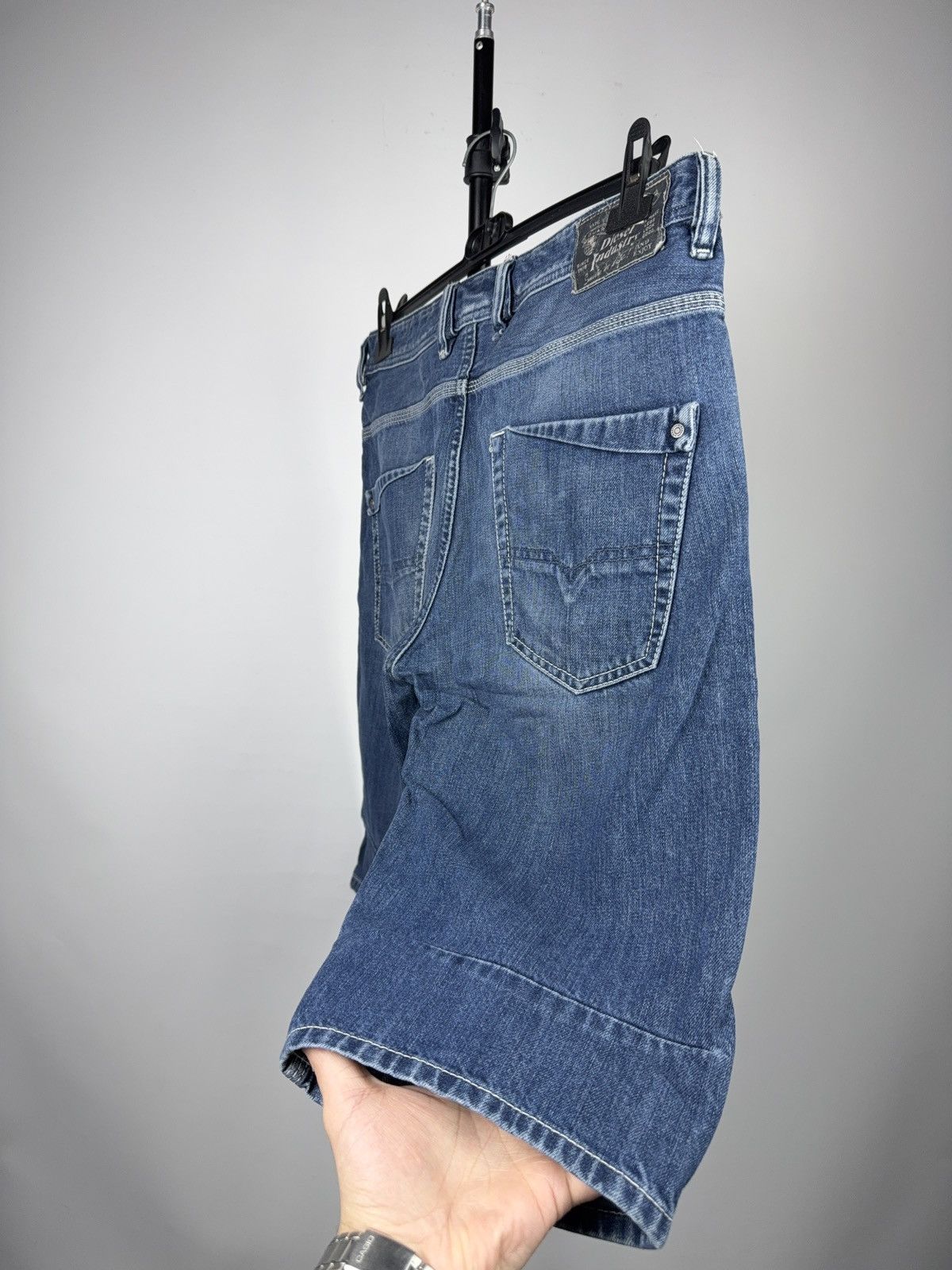 00s Vintage Diesel Industry Y2K Distressed Denim Shorts W32